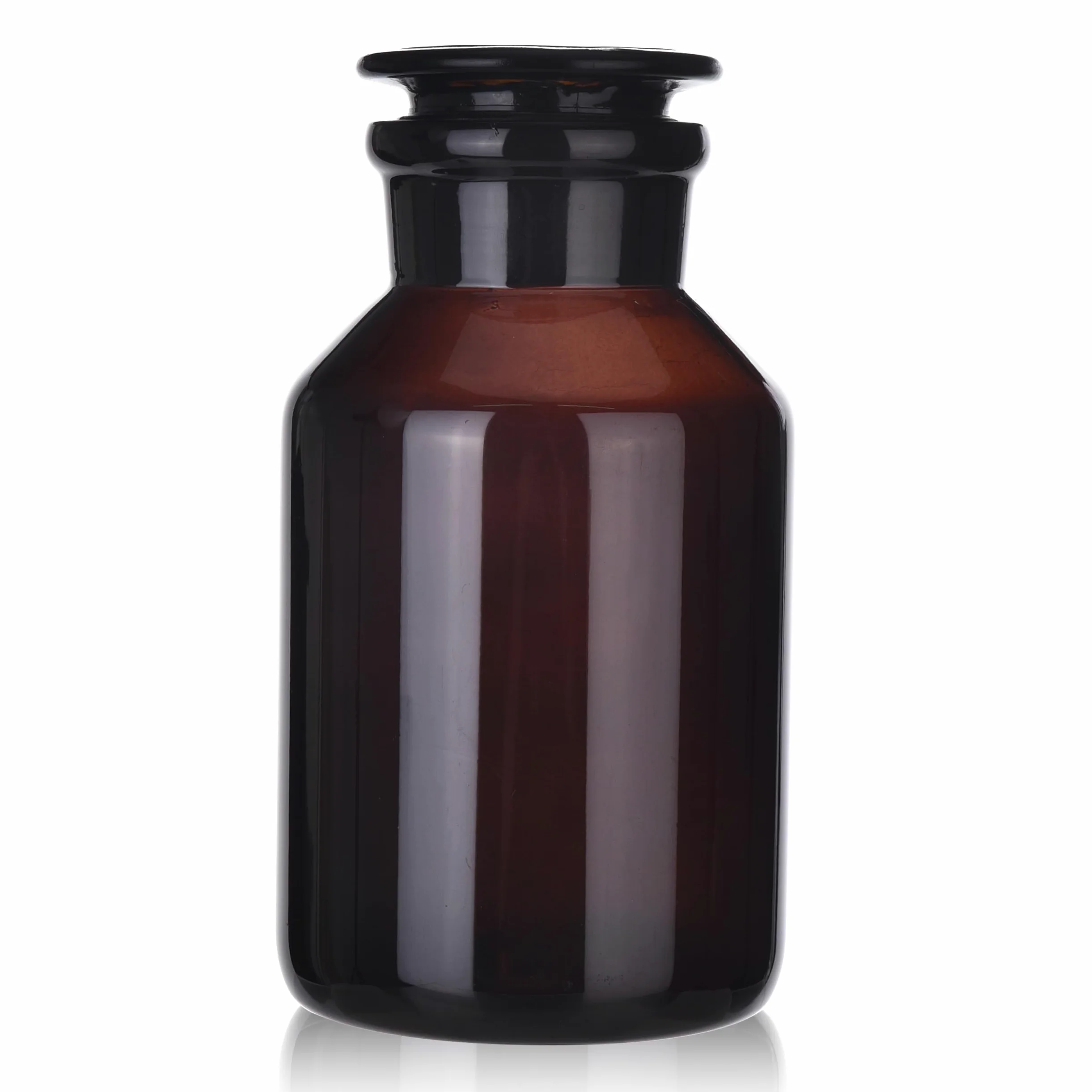 Botella de vidrio, botella de reactivo de boca ancha de laboratorio, botella de reactivo de vidrio ámbar, botella de vidrio de borosilicato de 1000 ml con tapón de tierra de vidrio (1000 ml)