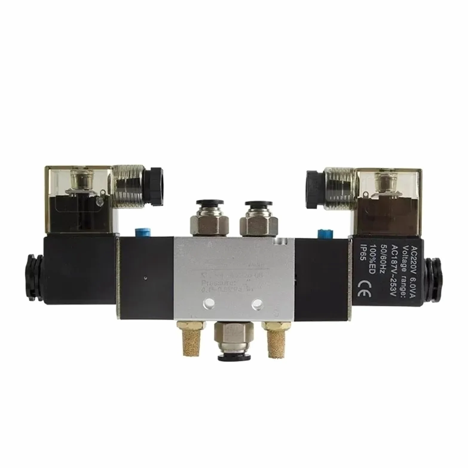 4V120-06 4V420-15 4V320-10 Electroválvula neumática de 5 vías 2 posiciones 1/4" Interior de aleación de aluminio DC12V DC24V AC110V AC220V