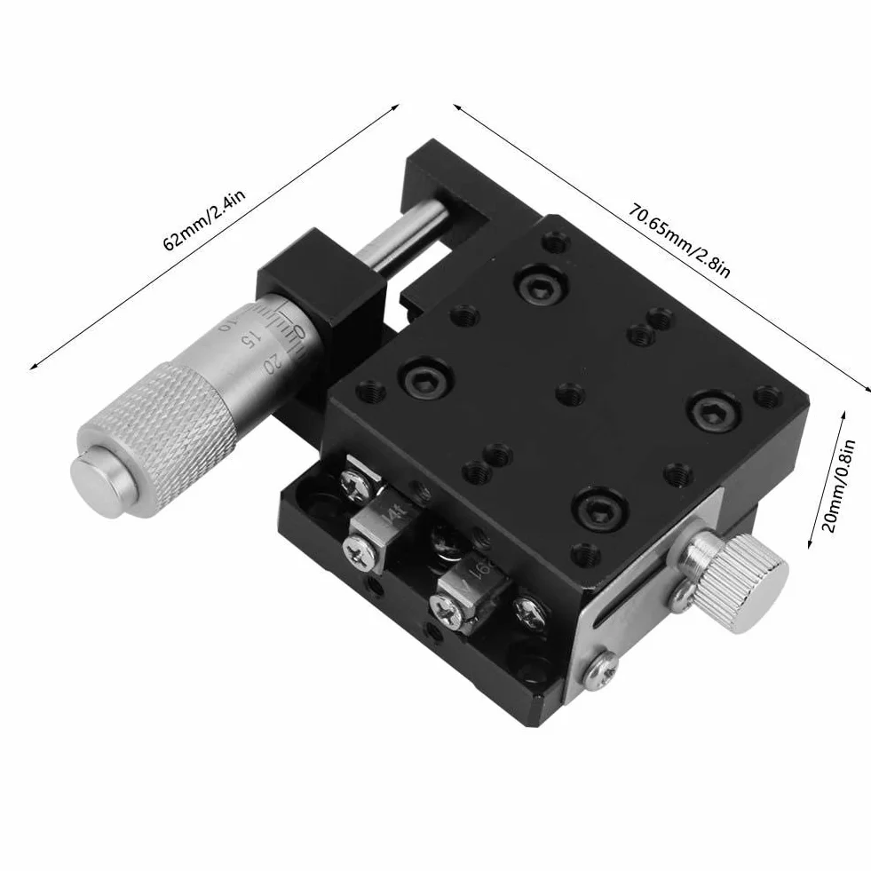 X Etapa lineal 40 x 40 mm Micrómetro Manual Precisión Conversión lineal Plataforma Eje lineal Guía de rodillos cruzados
