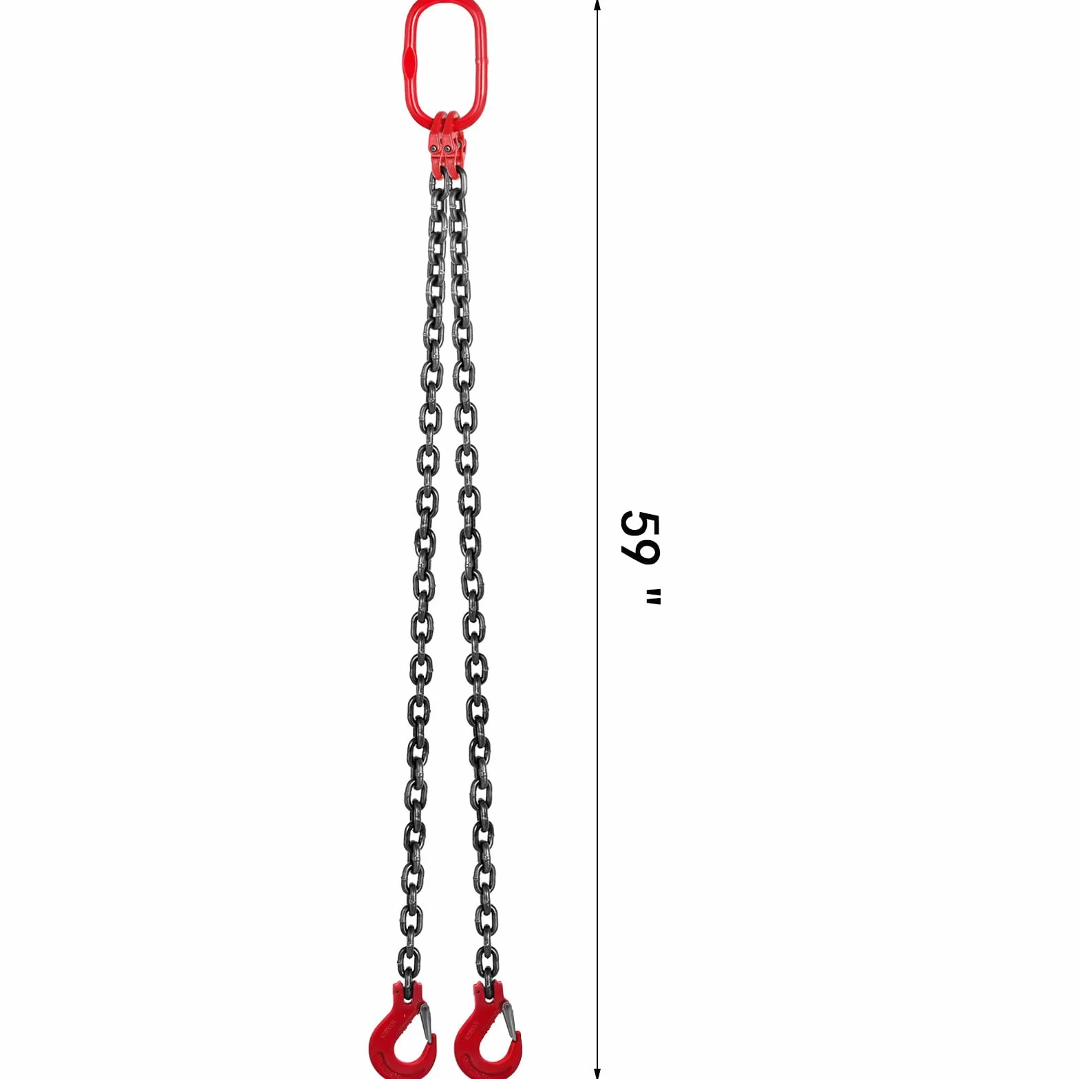 VEVOR Eslinga de cadena de 10 mm 1,5 m patas dobles G80 4 T ganchos de acero para elevación