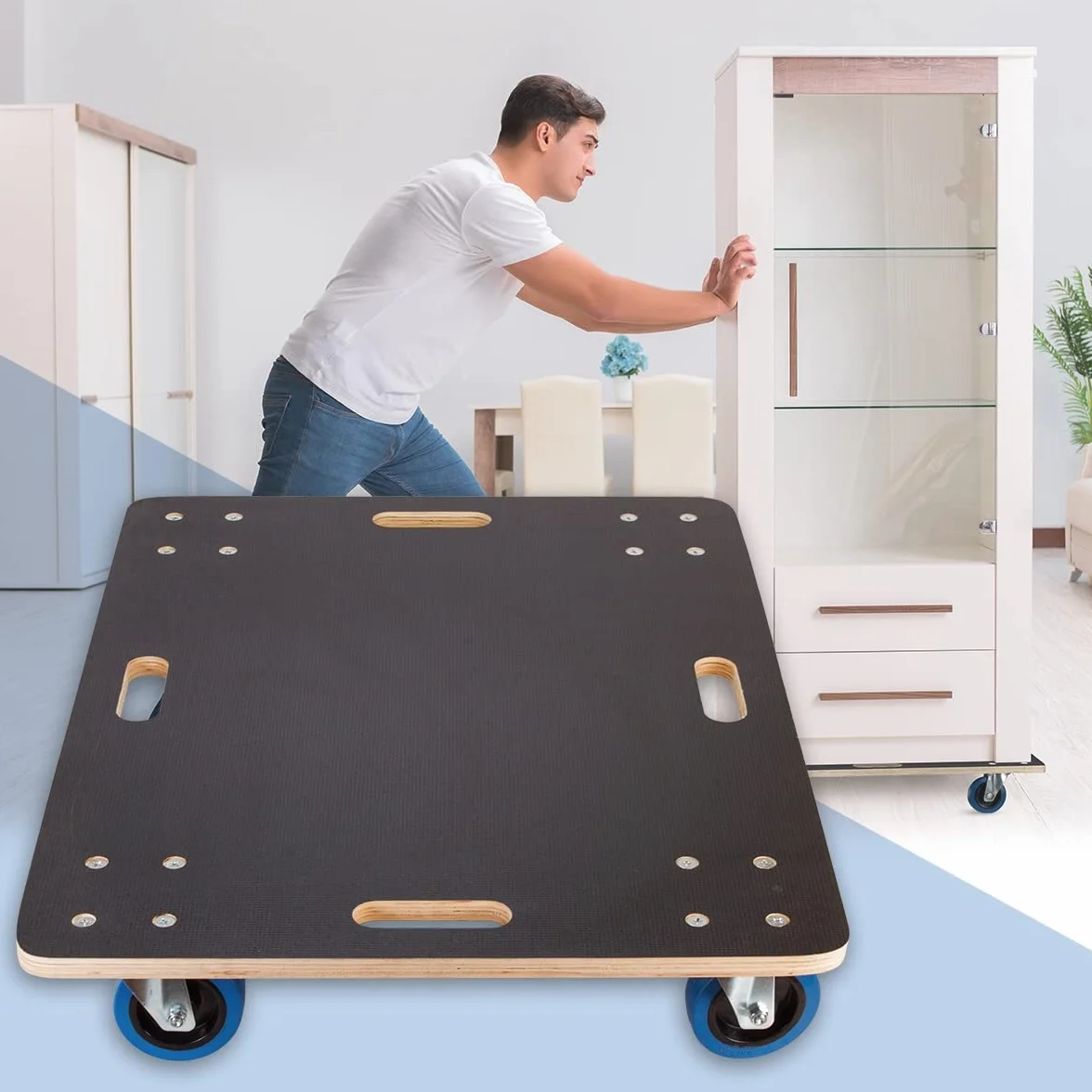 ECD Germany Rodillo Transporte Muebles 60x80cm 800kg Ruedas PP Plataforma