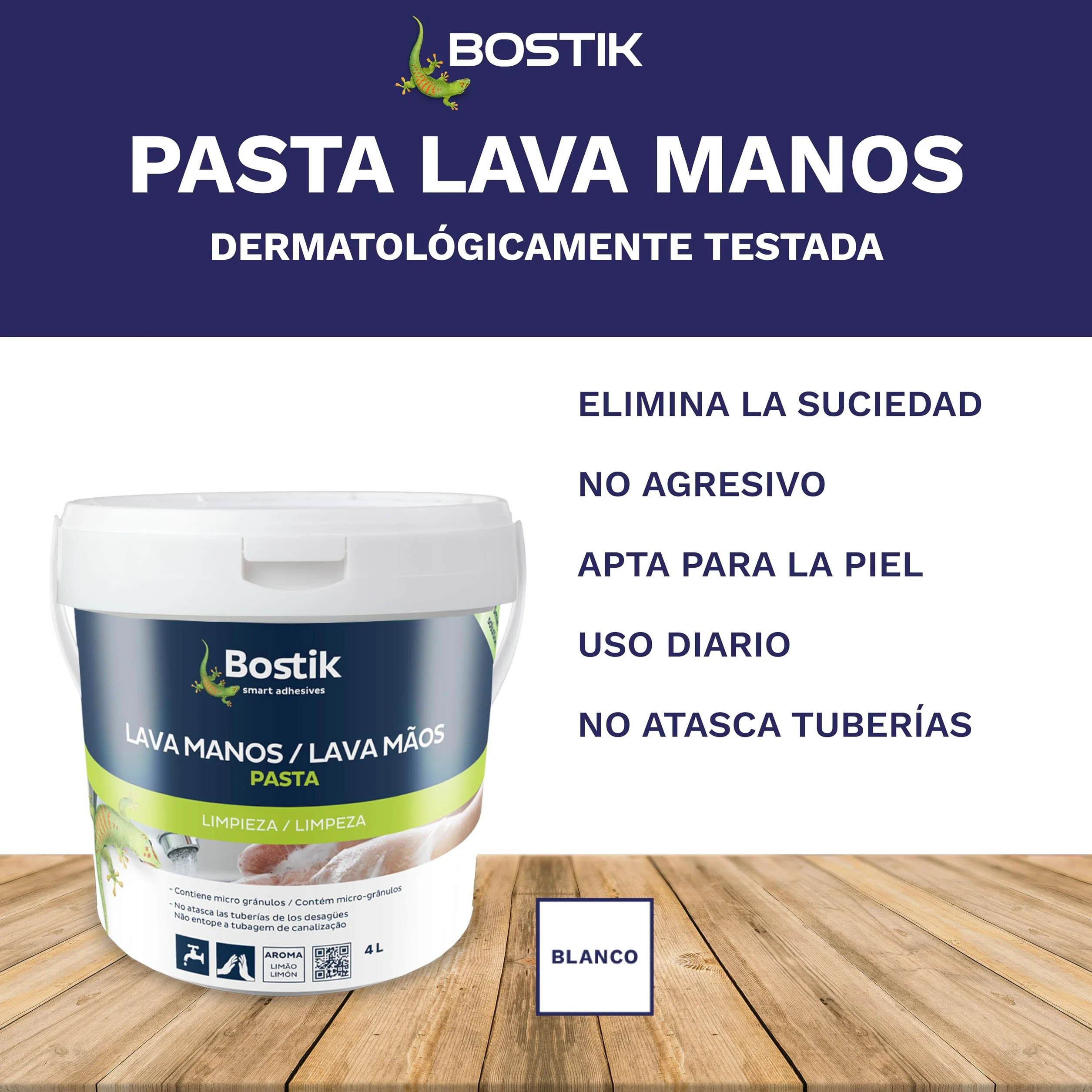 BOSTIK PASTA LAVA MANOS Jabón Mecánico Beige Amarillento con Microgránulos Bote 4 l