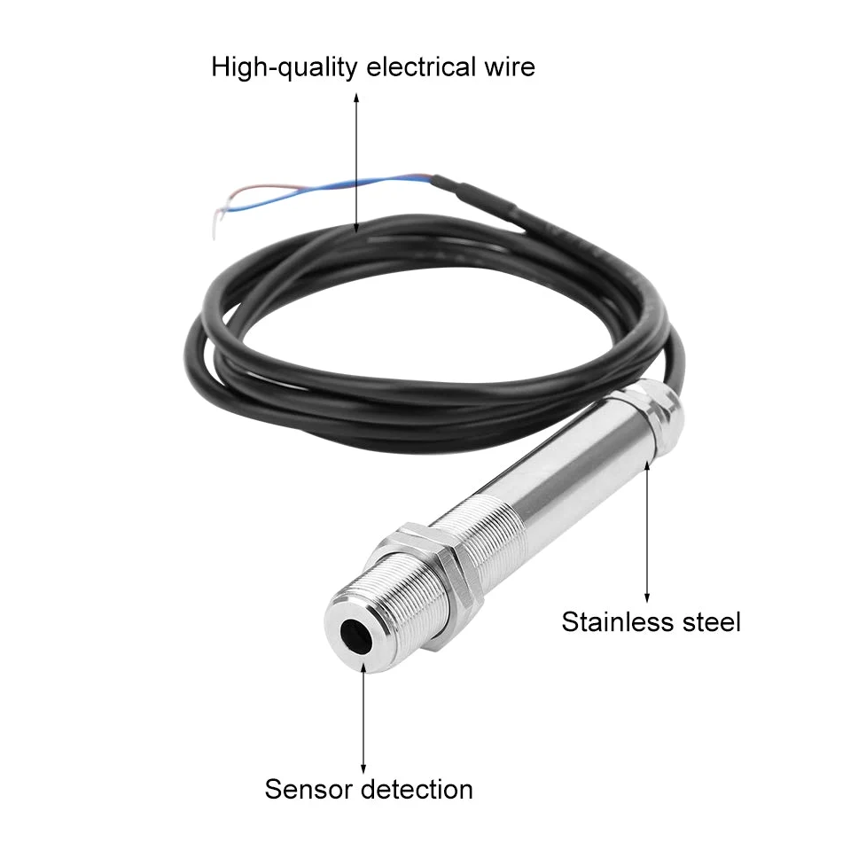 Sensor de Temperatura de Termopar Dc12V-24V, Accesorio de Termómetro Infrarrojo Fijo, 4-20 Ma Con Cable de 1,5 M / 4,9 Pies, Sonda de Acero Inoxidable(0-500 )