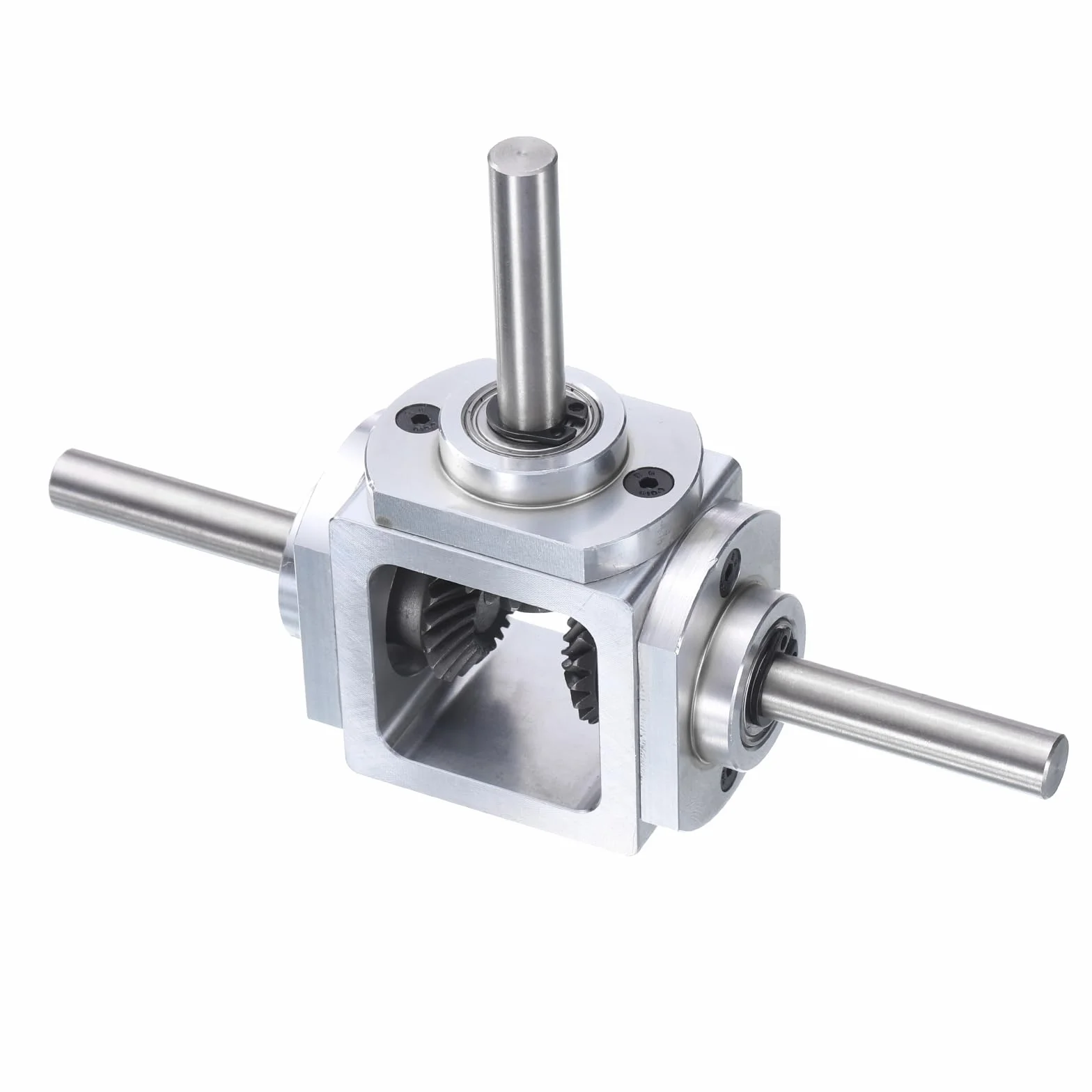 QUARKZMAN Caja De Engranajes De 90 Grados Ángulo Recto 1:1 Doble Eje De Salida 1 Módulo 20 Dientes Marco De Aluminio Eje 8mm