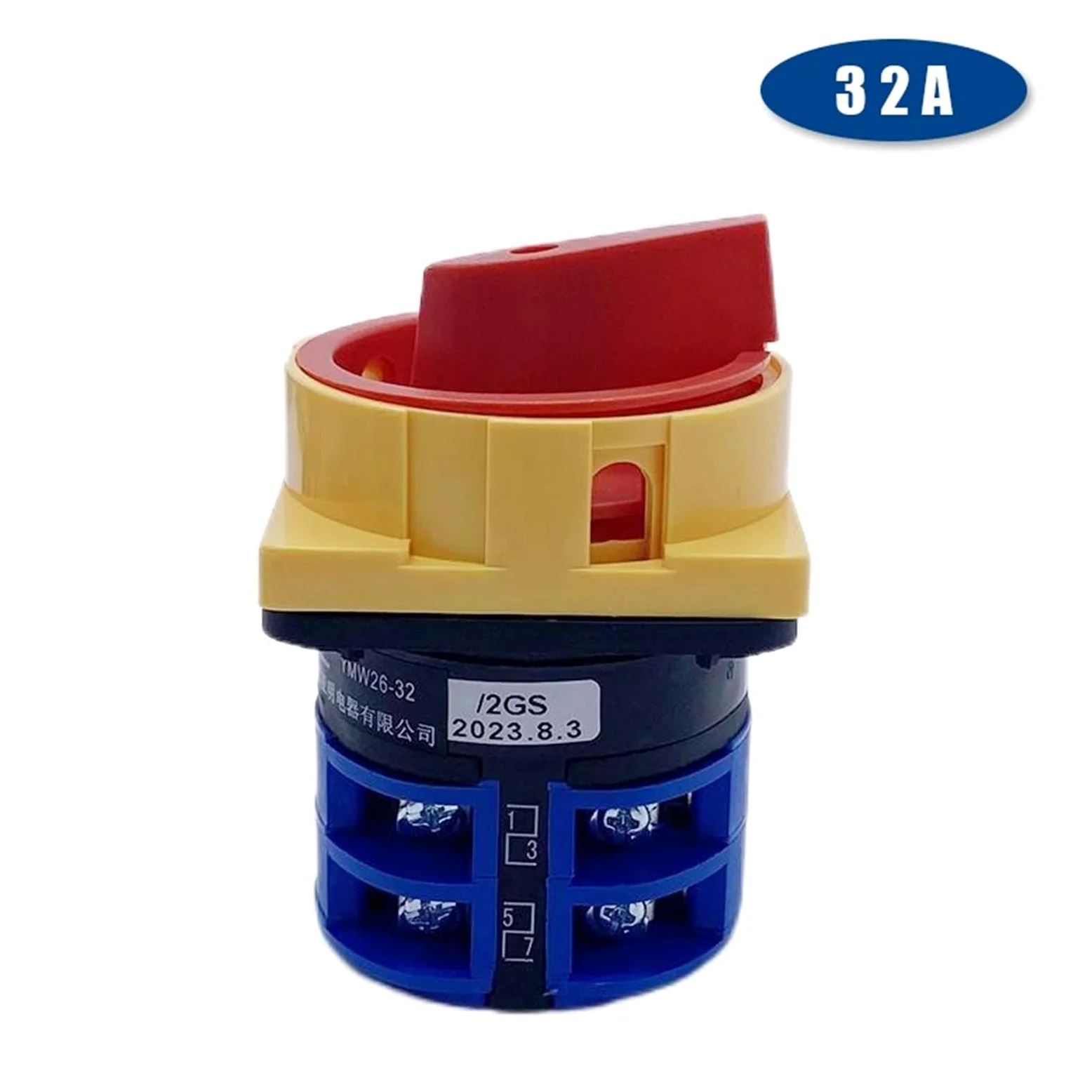 LW26GS-32/04-2 interruptor de leva giratorio candado de encendido y apagado de 2 posiciones 690V 32A interruptores de cambio de 2 polos contacto plateado YMW26 1 Uds