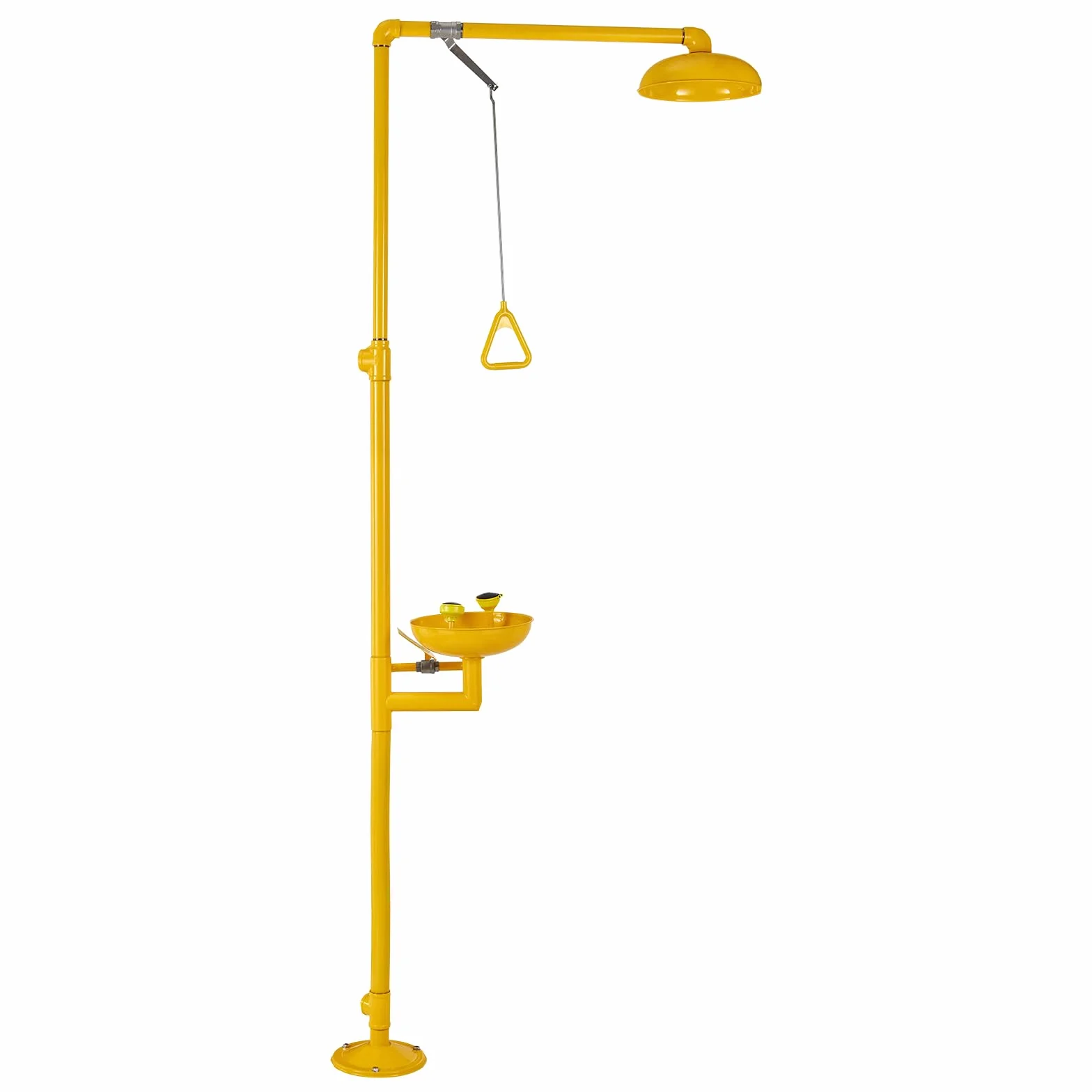 VEVOR Estación Lavaojos de Emergencia, Estación Lavaojos con Ducha de Emergencia 87 x 40 x 233 cm Diámetro del Lavabo para Lavado de Ojos de 27 cm para Escuelas, Laboratorios y Fábricas, Amarillo