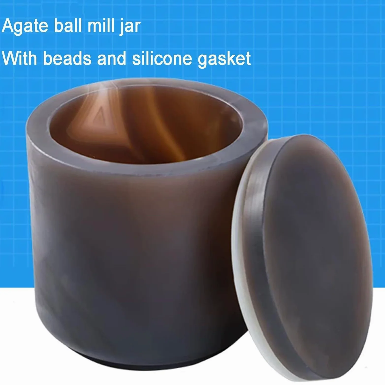 Tanque de molienda de ágata Natural, Herramienta de molienda de mortero Compatible con Molino de Bolas planetario, dureza 7.2-7.5, sin impurezas, Molinillo de ágata Duradero (50ml)