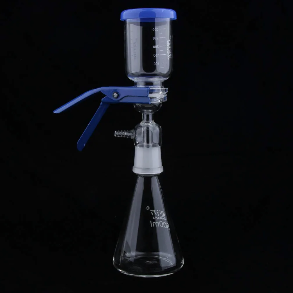 Aparato de filtración de 500 ml, unidad de filtración de laboratorio al vacío con embudo y abrazadera