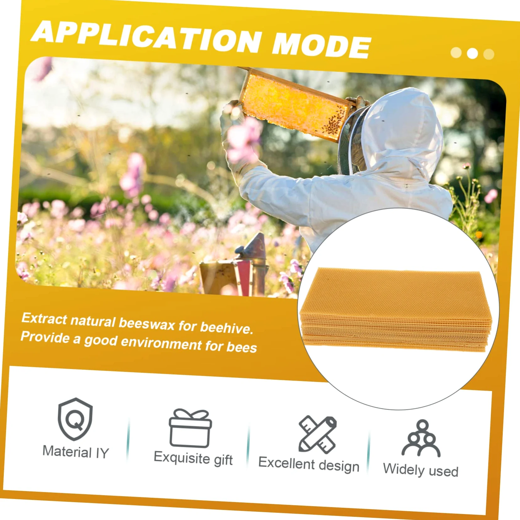Láminas de Cera para Colmena 30 Piezas de Cera de Abeja | Color Amarillo, Forma Simple, para Panal y Base de Colmena, Accesorios para Cría y Refugio