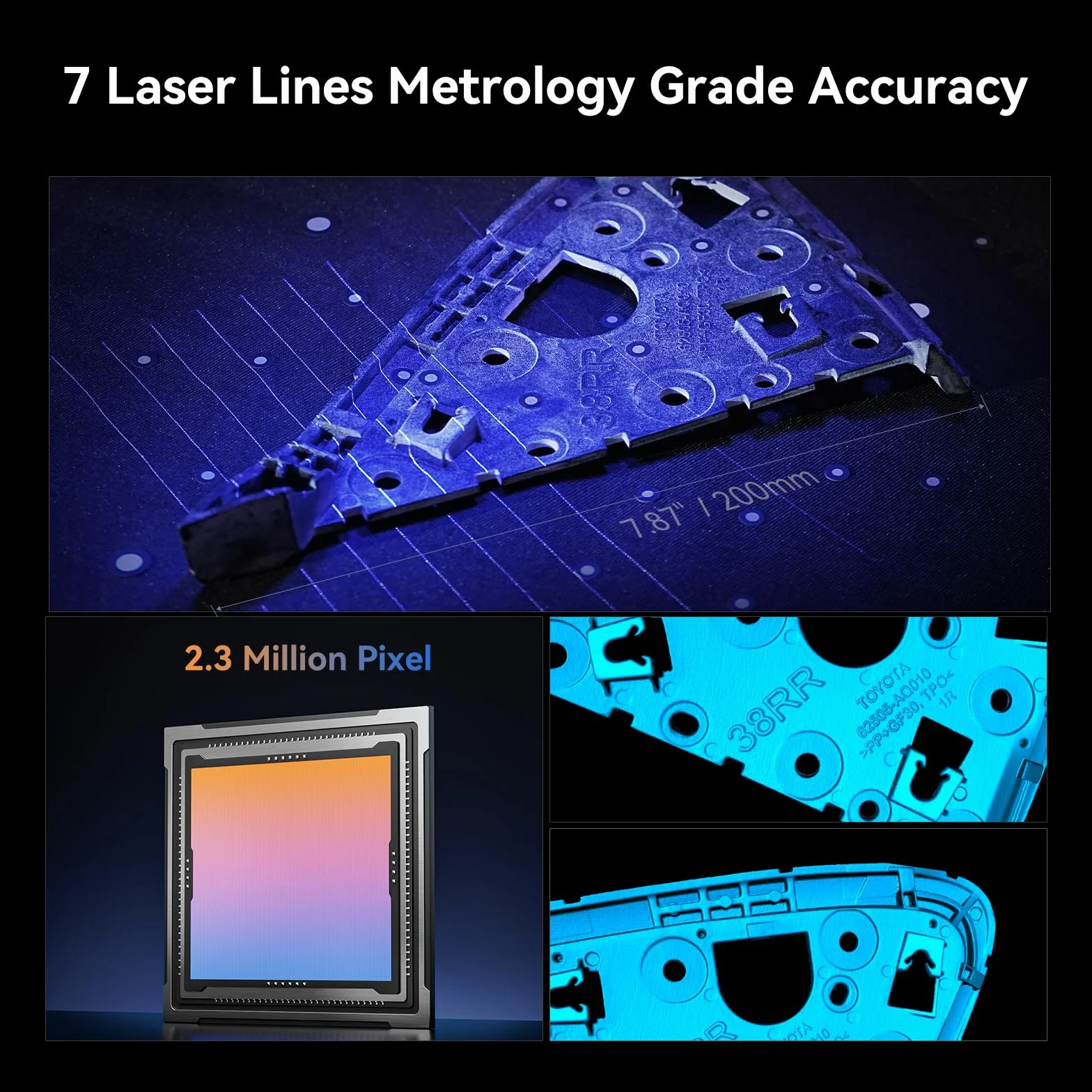 Creality CR-Scan Raptor 3D - Escáner Blu-ray industrial, seguimiento antivibración para objetos de 5 – 2000 mm, cuerpo y cara, escaneo a todo color, precisión de hasta 0,02 mm, velocidad de 60 fps