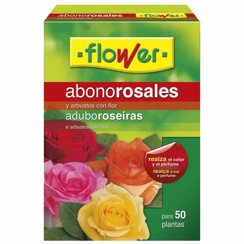 Abono Granulado para Rosales y Arbustos con Magnesio y Azufre Mejora Color y Perfume 50 Plantas 7x18x25.5 cm