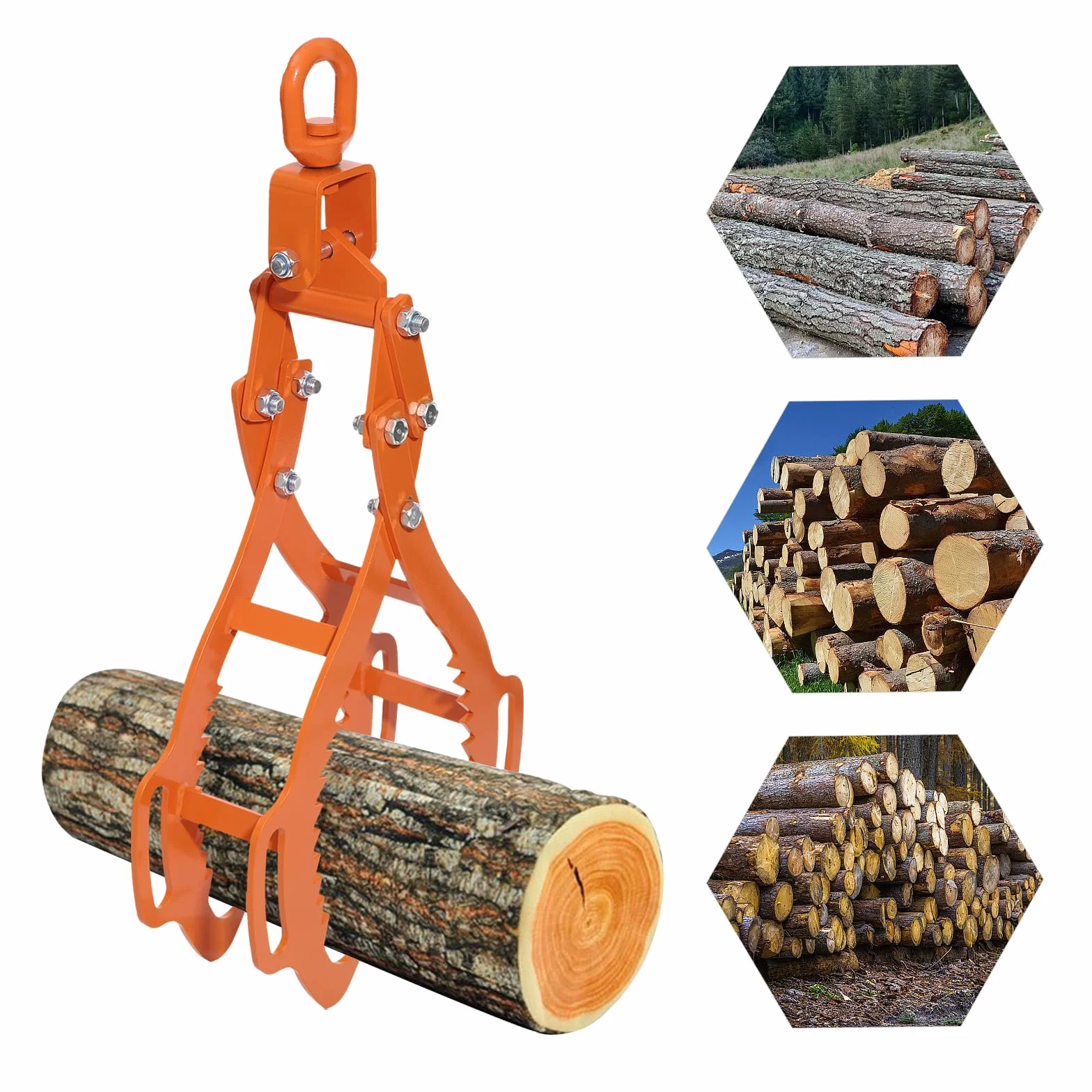 Alicates forestales para troncos de árboles, 38 x 4,5 x 87 cm, pinzas de madera con 4 garras, alicates de carga para madera
