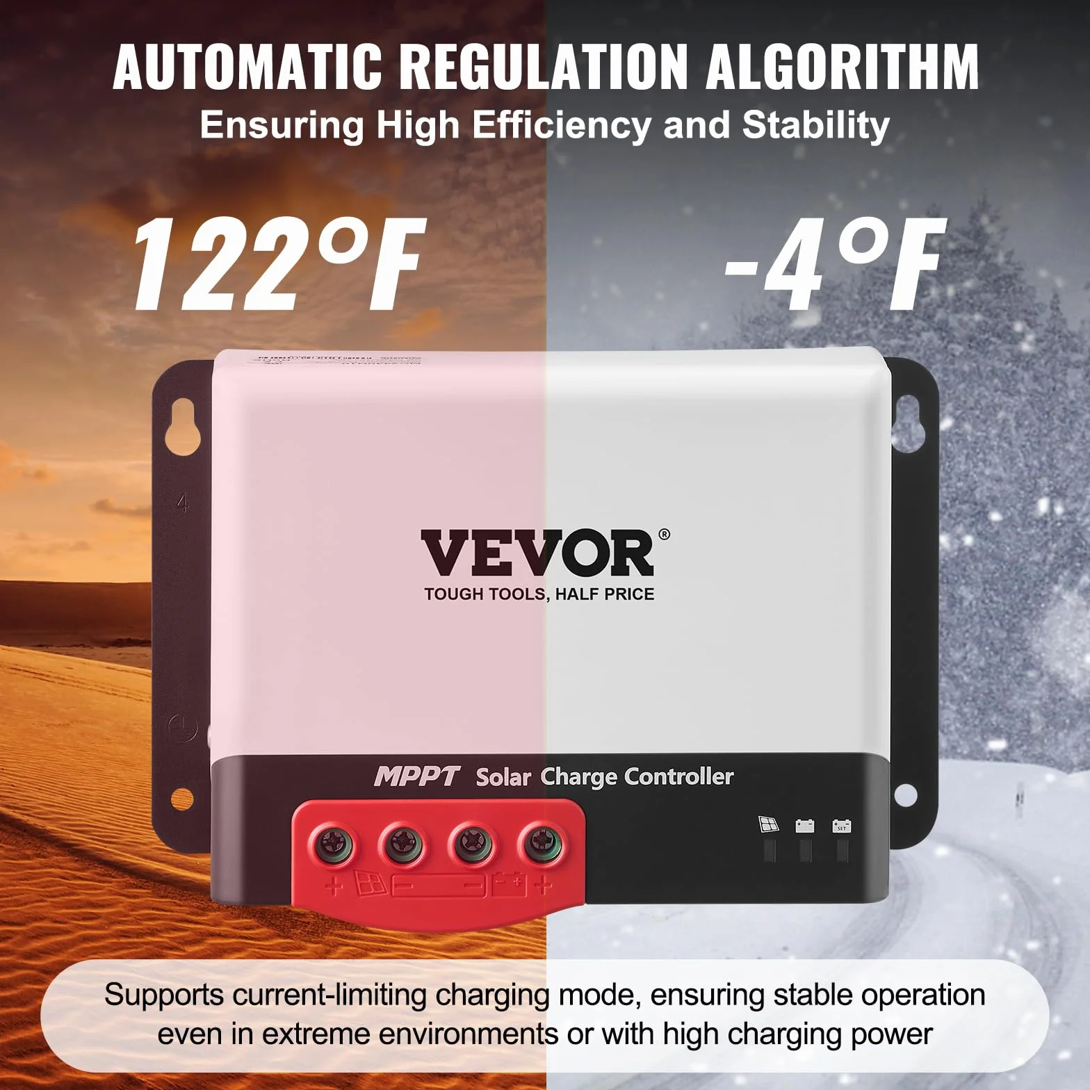 VEVOR Controlador de Carga Solar MPPT 12 V/24 V Auto CC Regulador de Carga del Panel Solar 50A Módulo Bluetooth 98% de Eficiencia de Carga para Baterías Selladas AGM, gel, Inundadas y de Litio