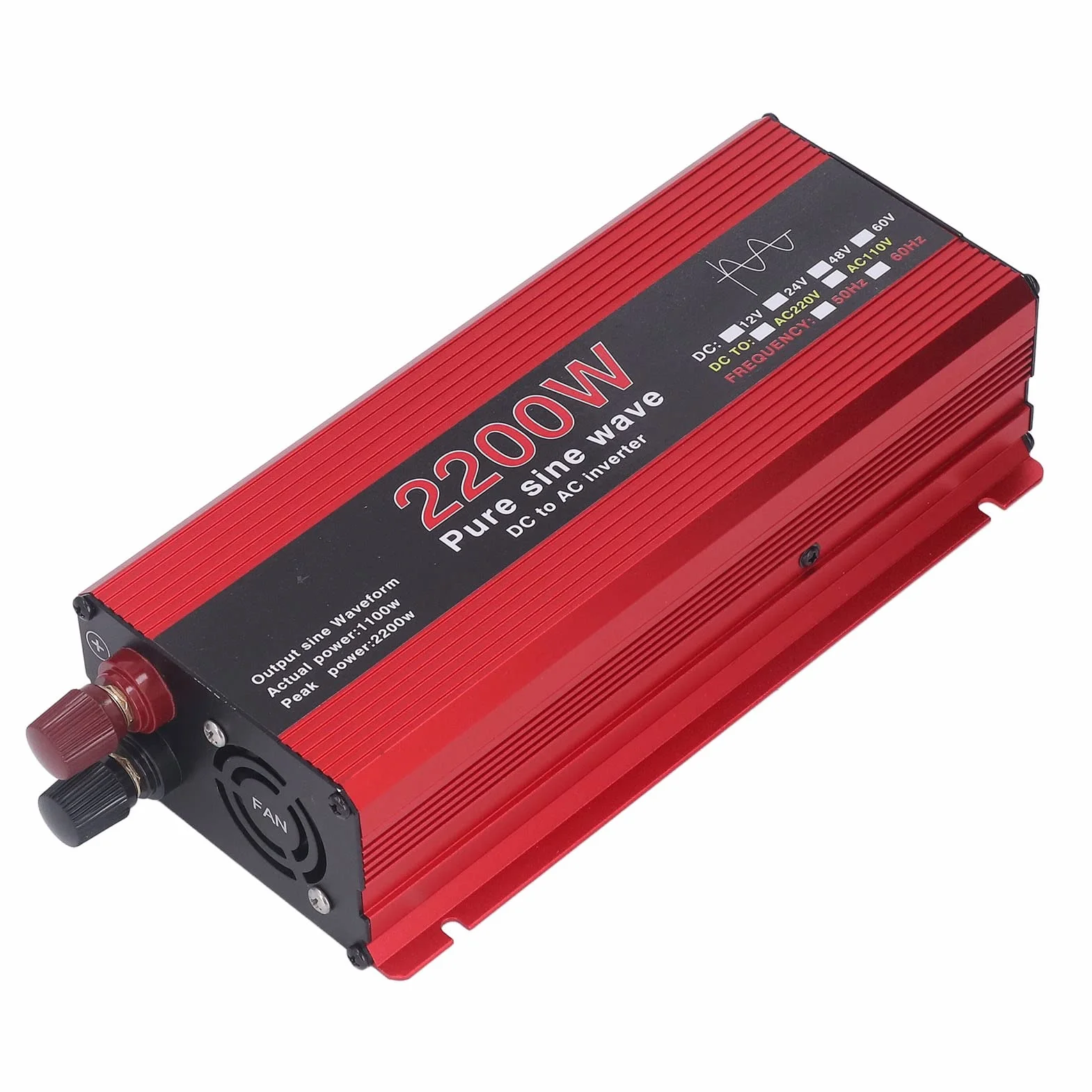 Inversor de Onda Sinusoidal, Inversor Solar de bajo Ruido de 2200 W CC 12 V a CA 220 V Protección de Circuito para Uso Doméstico