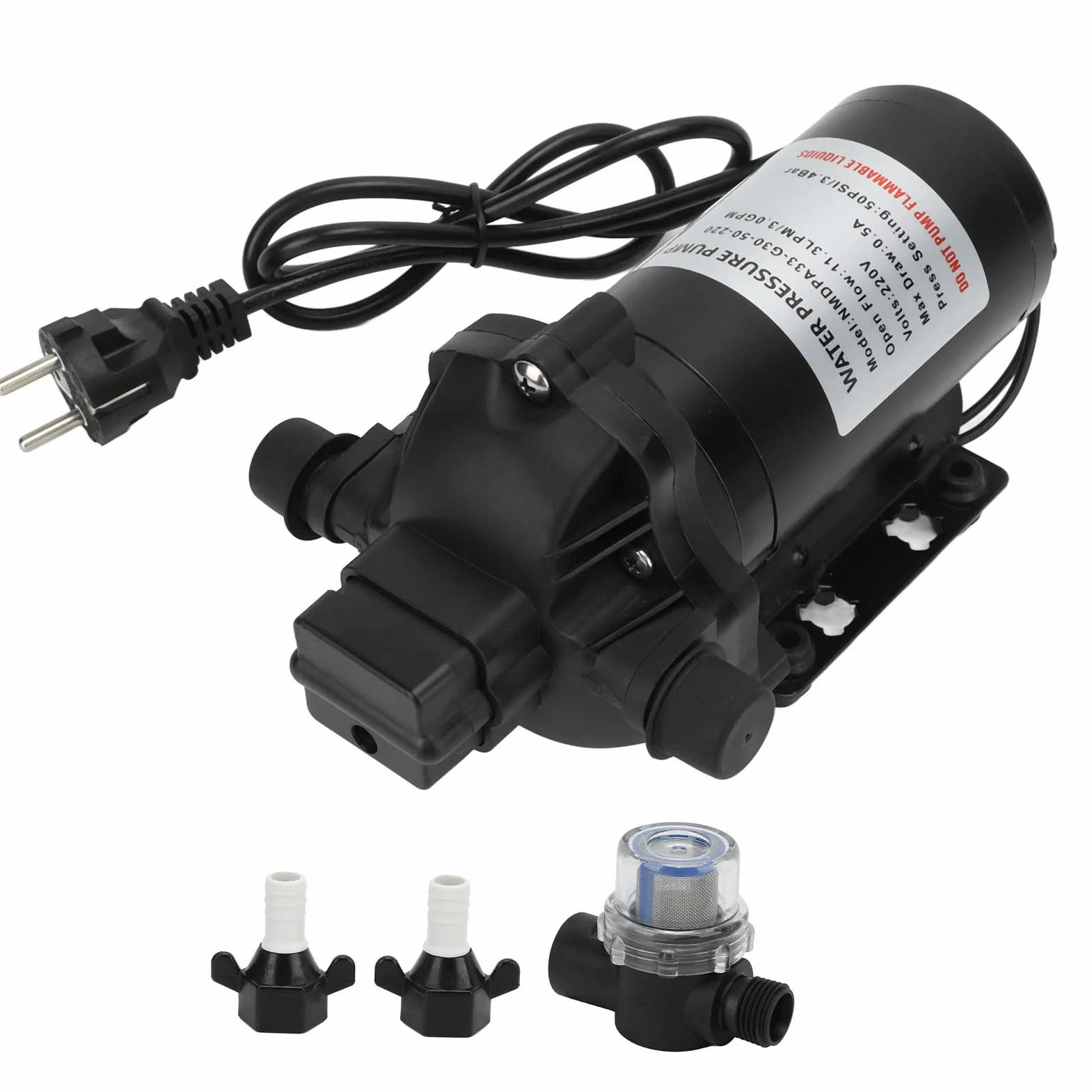 Akozón Bomba de Diafragma de Agua 220V 11.3LPM 50PSI Autocebante