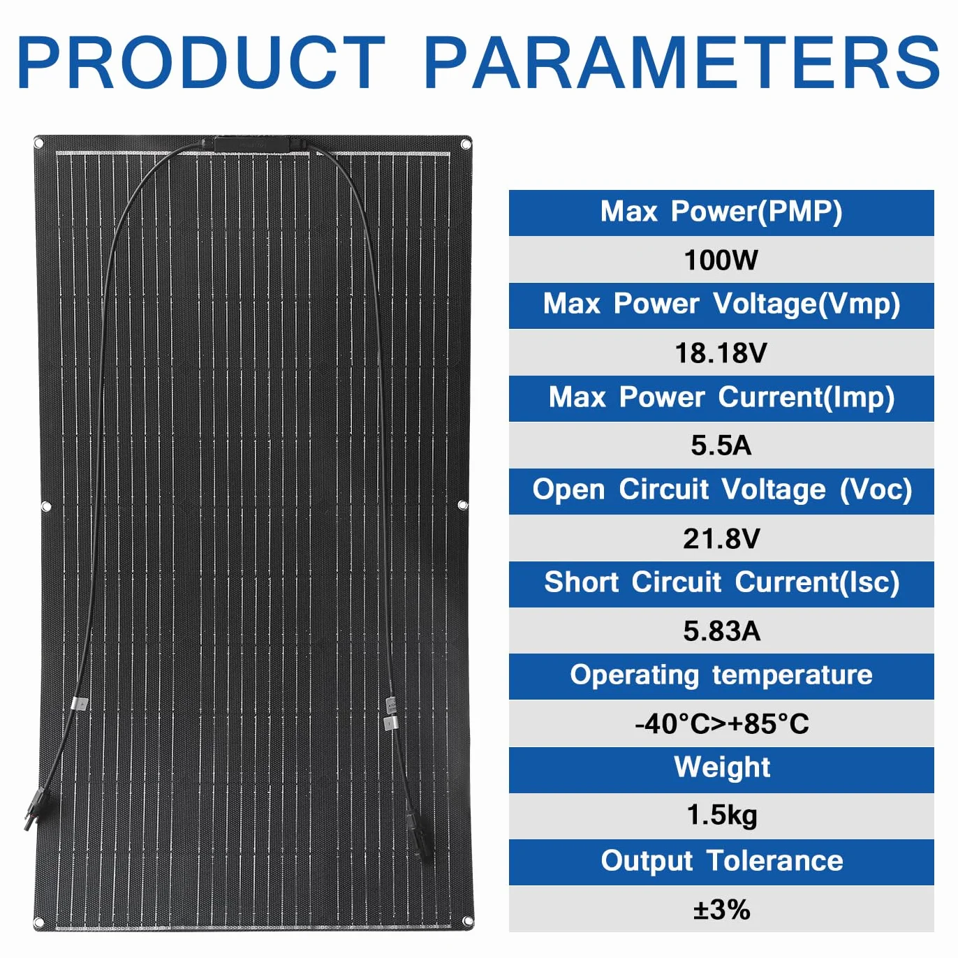 Panel Solar Flexible 100W ETFE Monocristalino 12V Cargador Solar