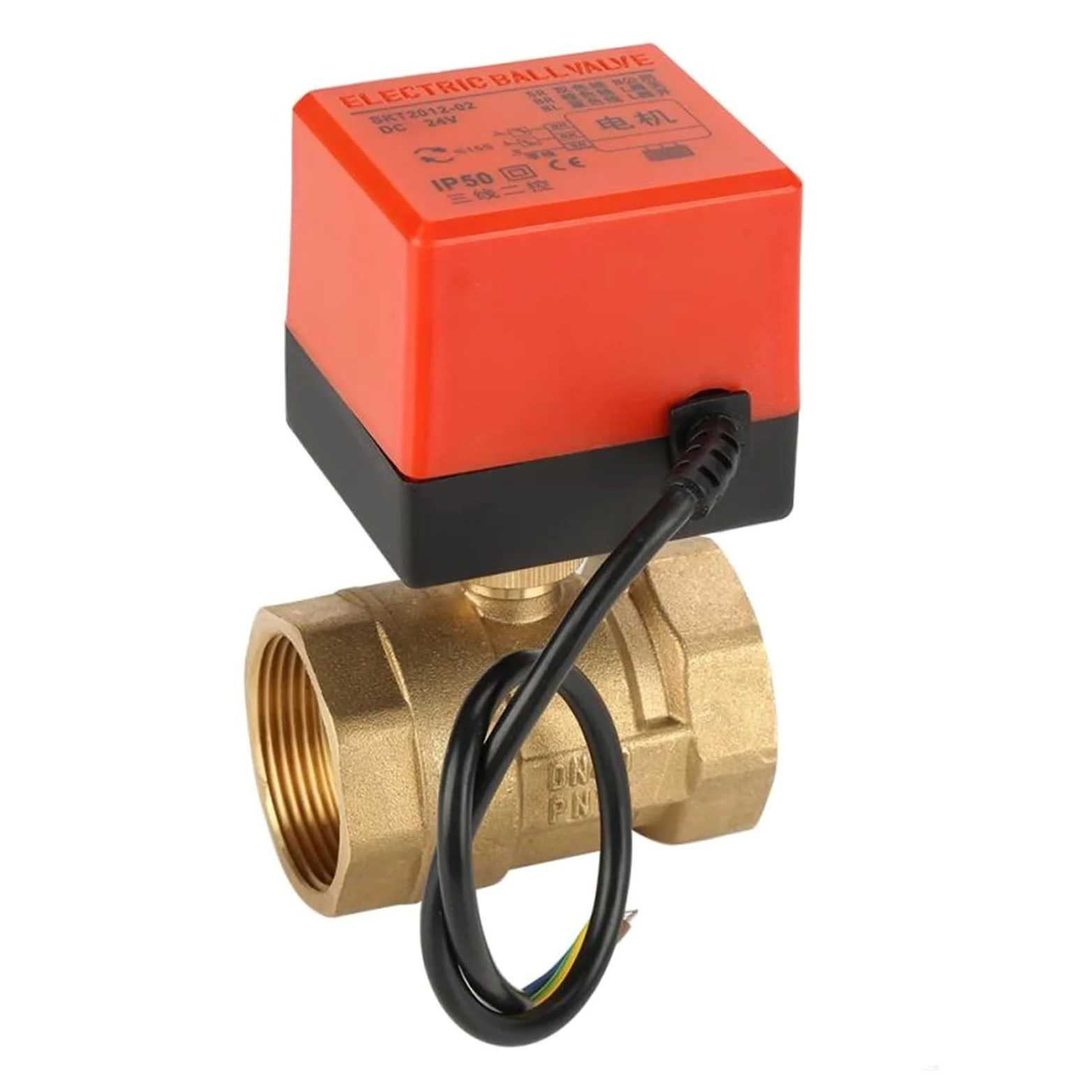 Genérico yaoqijie DC 24V DN40 Válvula de Bola de latón Válvula eléctrica 2 vías de válvula eléctrica de la válvula de Bolas motorizada de latón G1-1/2 Lasting