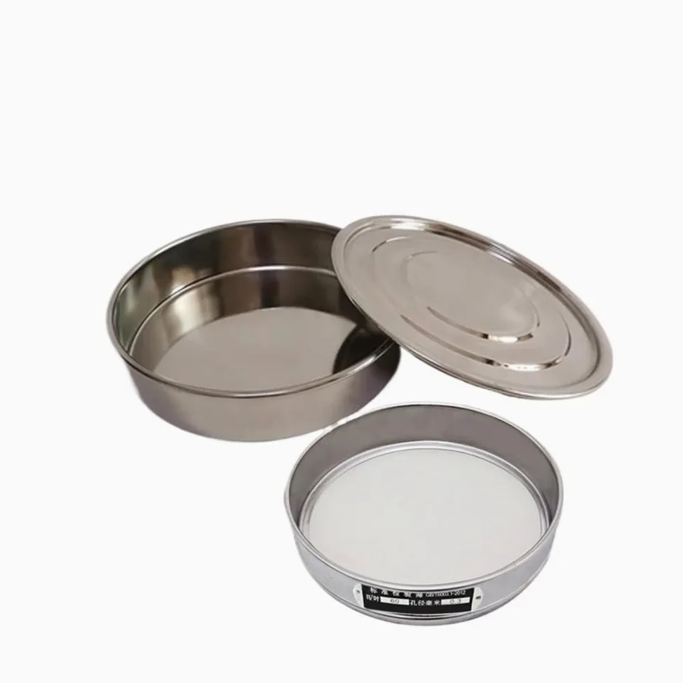 Tamiz de Prueba estándar Laboratorio, galvanizado, 20 cm, con Tapa y Fondo, Mallas Varios tamaños(500 Mesh(0.0308mm))