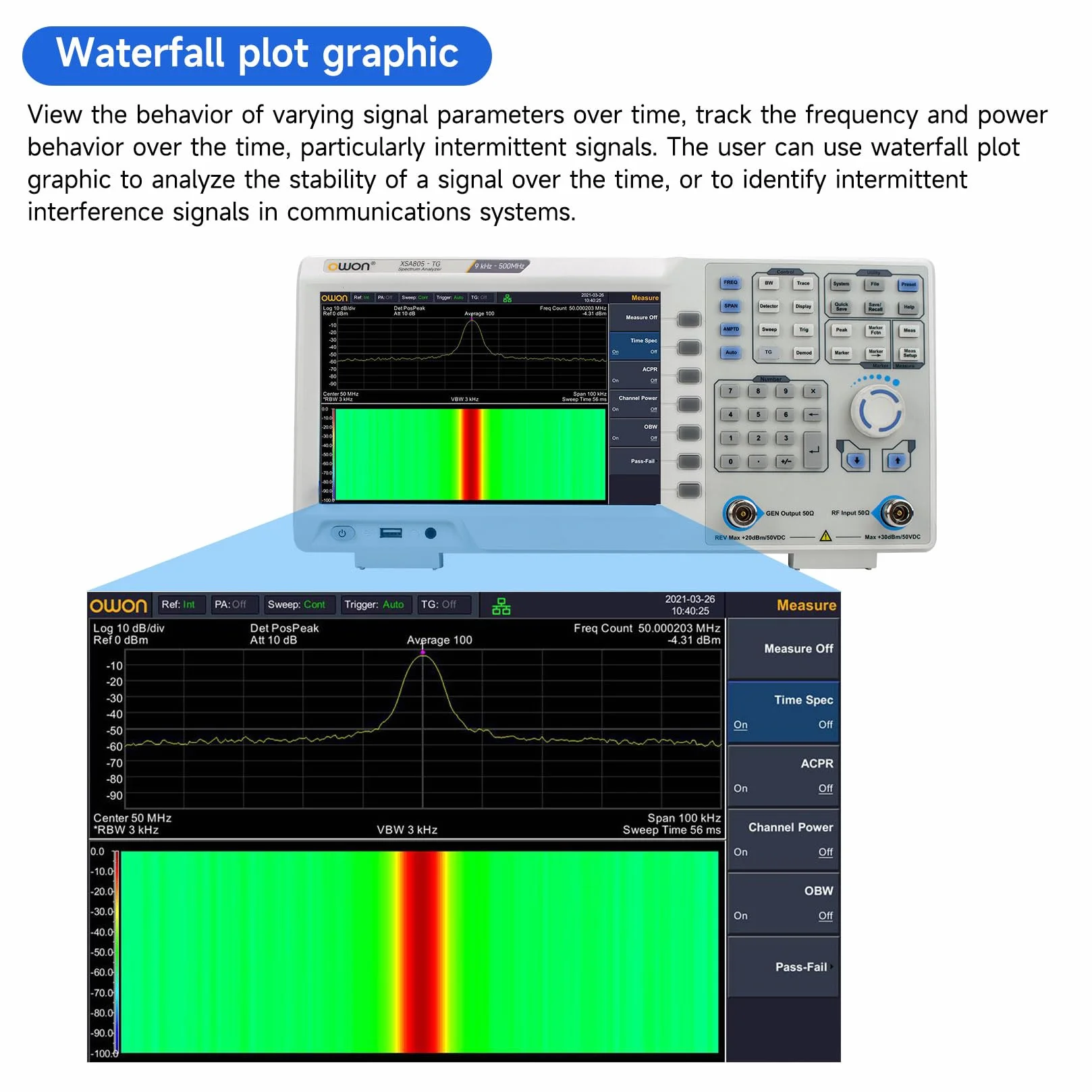 OWON XSA815-TG Analizador de Espectro Digital con Generador de Seguimiento,rango de frecuencia de 9 kHz a 1,5GHz,LCD TFT de 9 pulgadas con alta resolución 1280 x 800 para diversas pruebas industriales