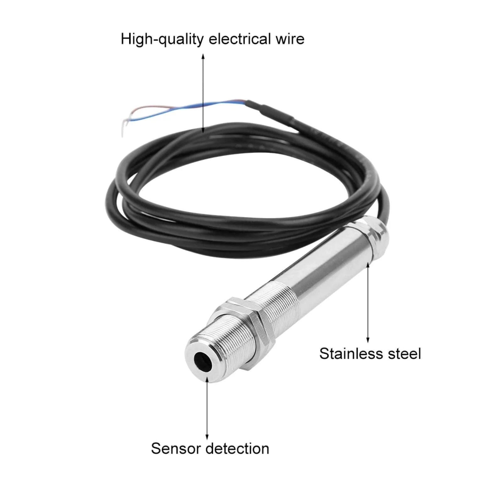 Sensor de Temperatura de Termopar Dc12V-24V, Accesorio de Termómetro Infrarrojo Fijo, 4-20 Ma Con Cable de 1,5 M / 4,9 Pies, Sonda de Acero Inoxidable(0-500 )