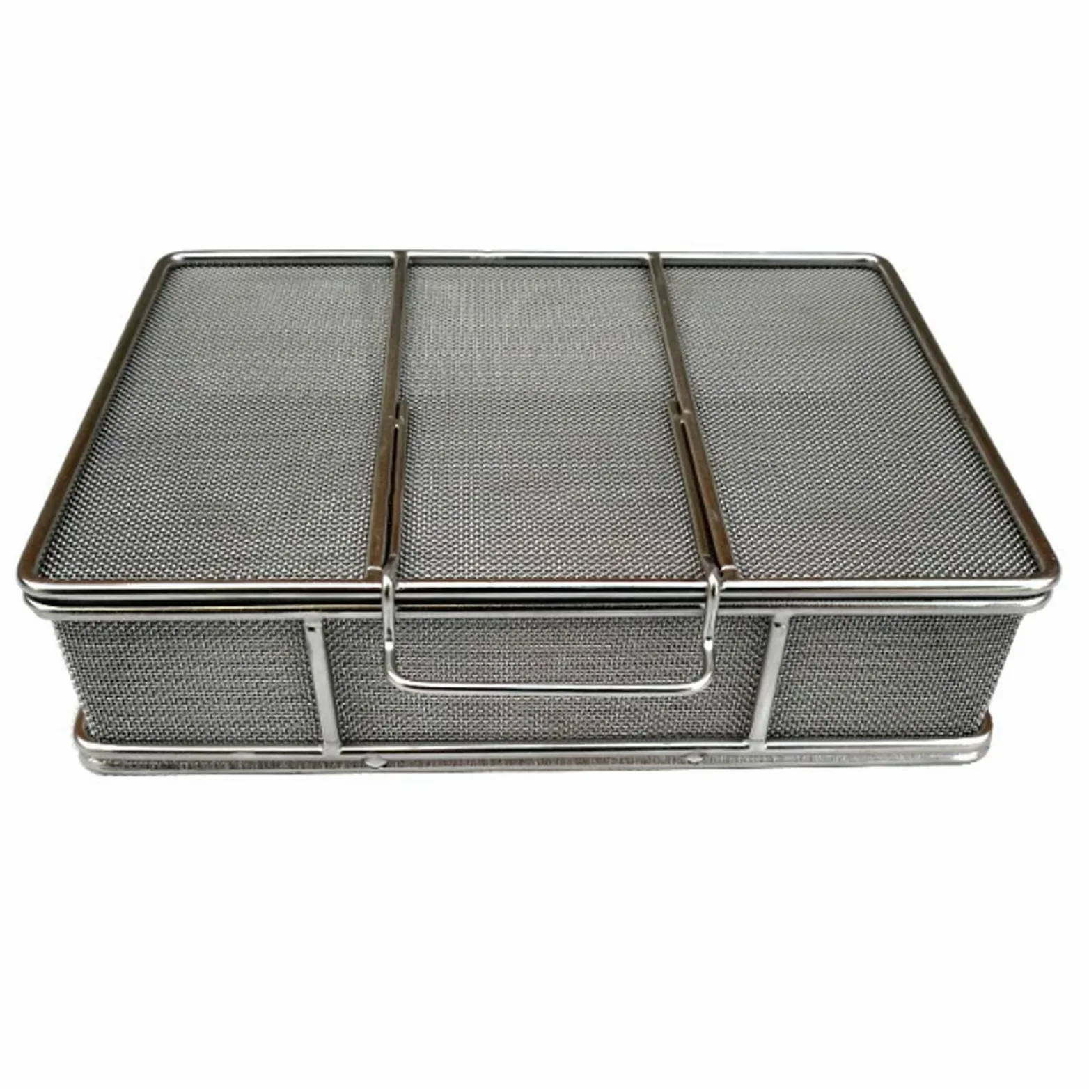 Bandeja de instrumentos para esterilización con tapa, caja reutilizable de acero inoxidable para limpieza de instrumentos quirúrgicos y dentales, 8 x 8 x 5 cm