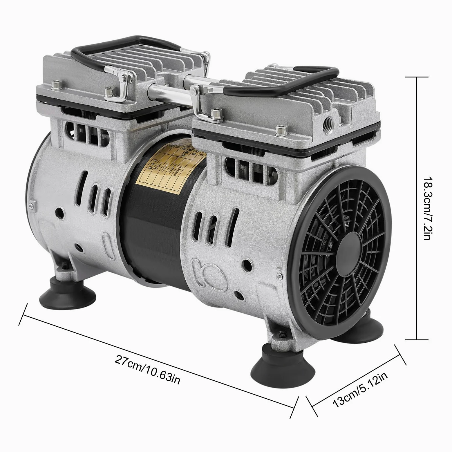 Bomba de vacío sin aceite, bomba de vacío de 550 W, bomba de vacío con silenciador, bomba de vacío de laboratorio industrial, 1400 rpm, sin aceite, bomba de vacío portátil, compresor de aire