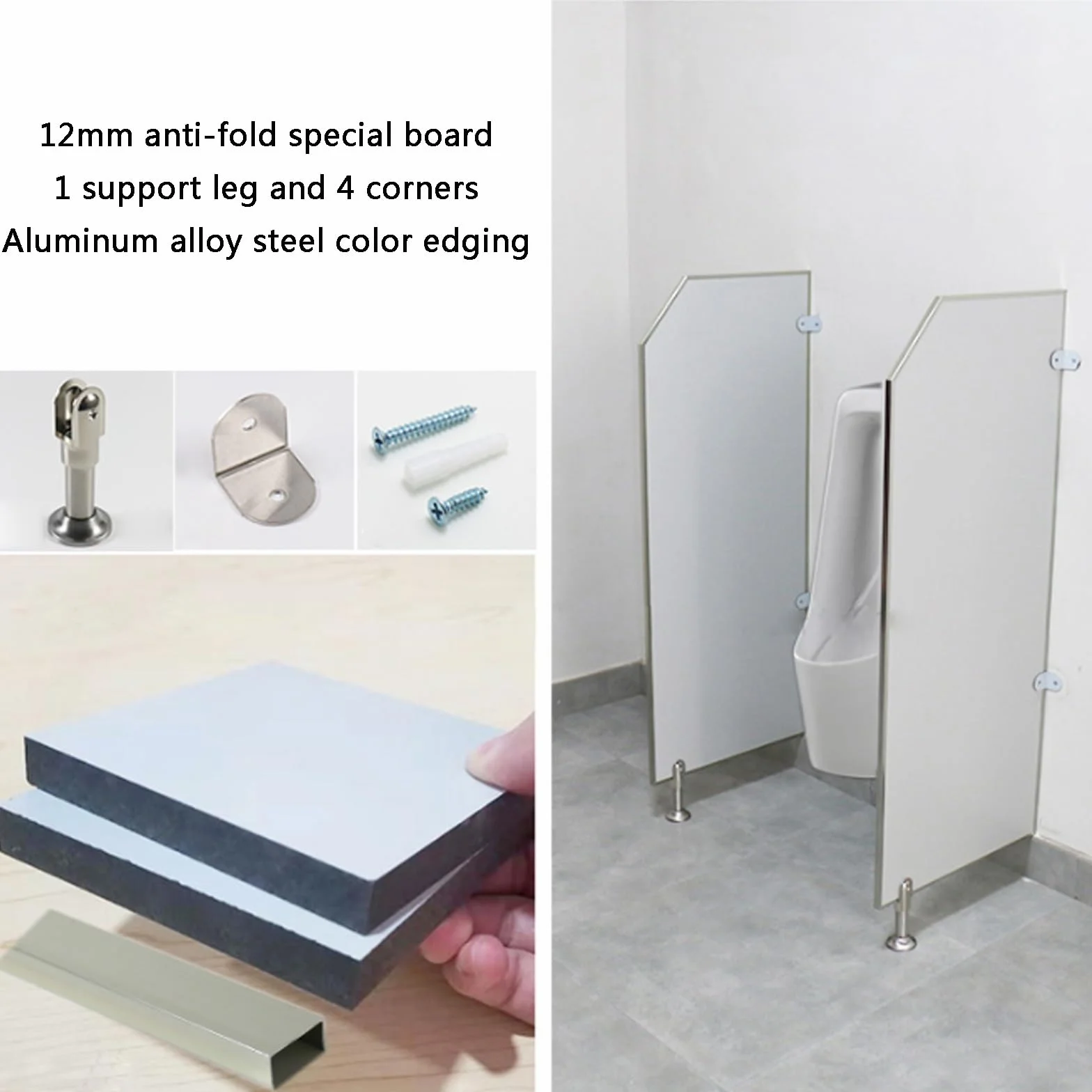 Mamparas sanitarias para urinarios de pie mampara de baño Tabique Separador De Urinario Para Paredes Partición De Inodoro Con Pantalla De Orinal Apto para escuelas y centros comerciales. ( Size : 1PCS