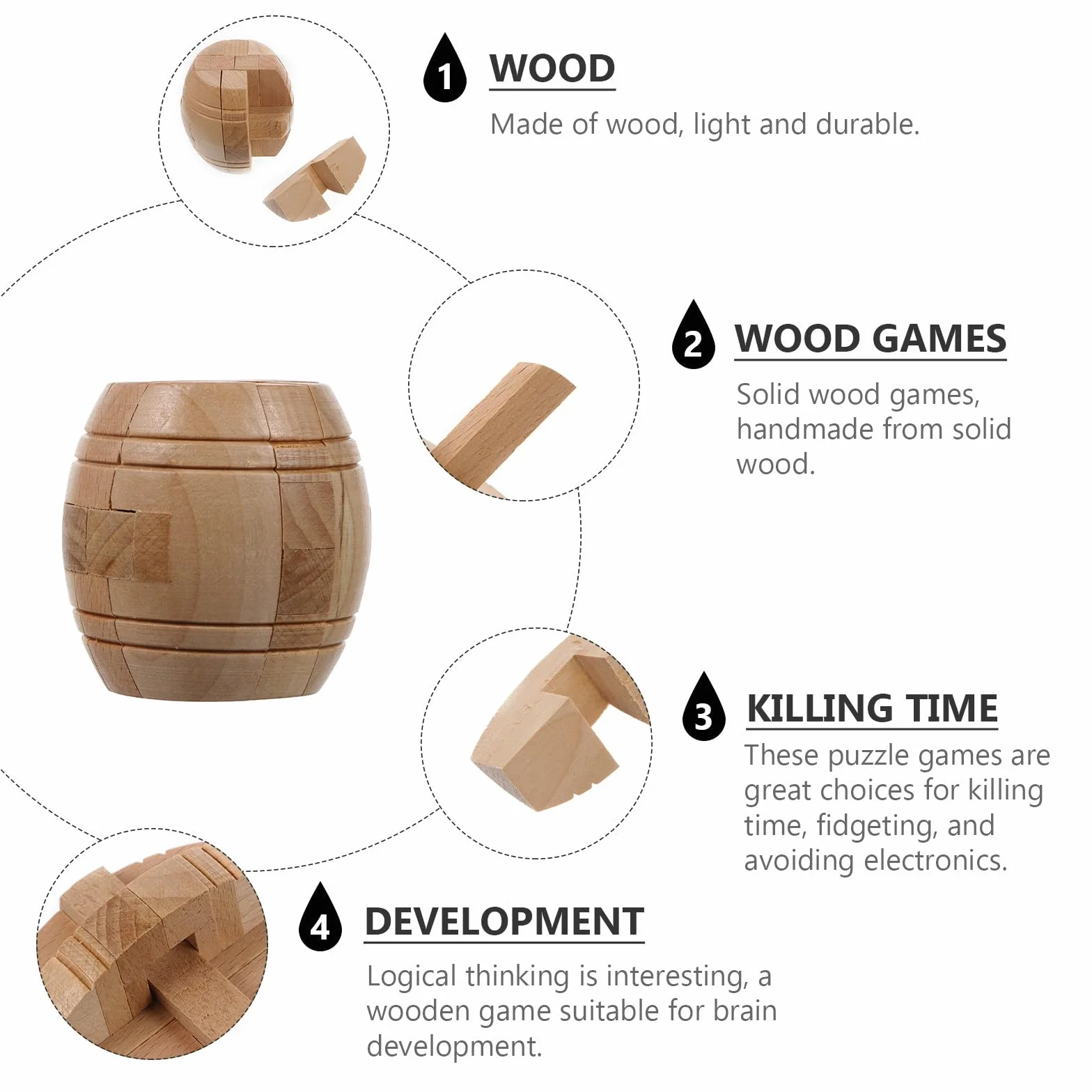 Juego de rompecabezas Luban Lock de madera natural 6 cm educativo para niños y adultos