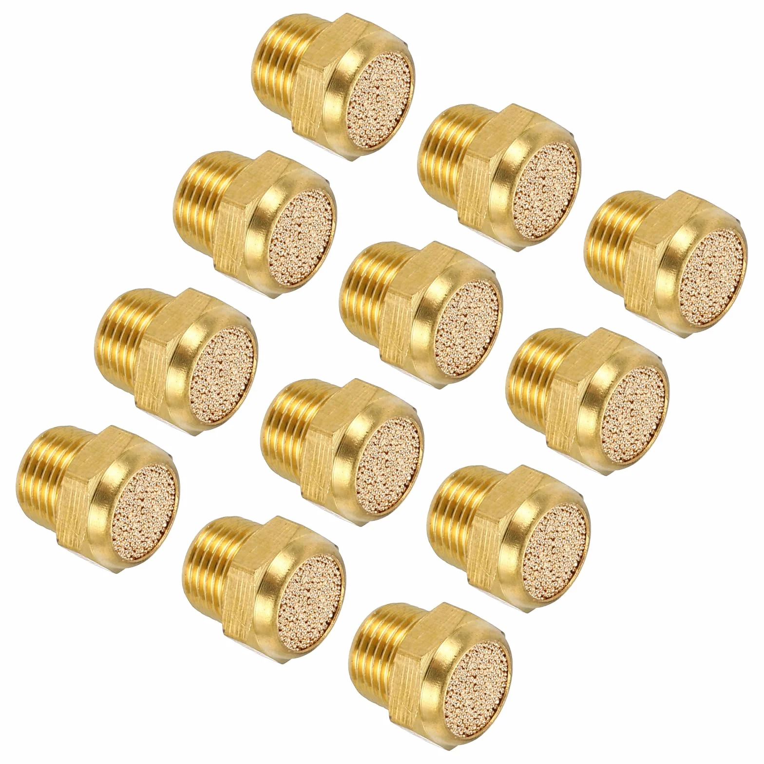 QUARKZMAN 12 Pcs Silenciador Neumático De Escape 1/8" NPT Macho Bronce Sinterizado Accesorios Línea De Aire