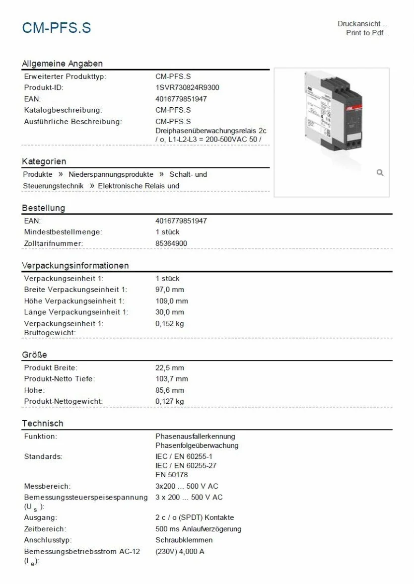 Abb-entrelec cm-pfs.s - Rele control trifasico cm-pfs. s 2 con c tornillo