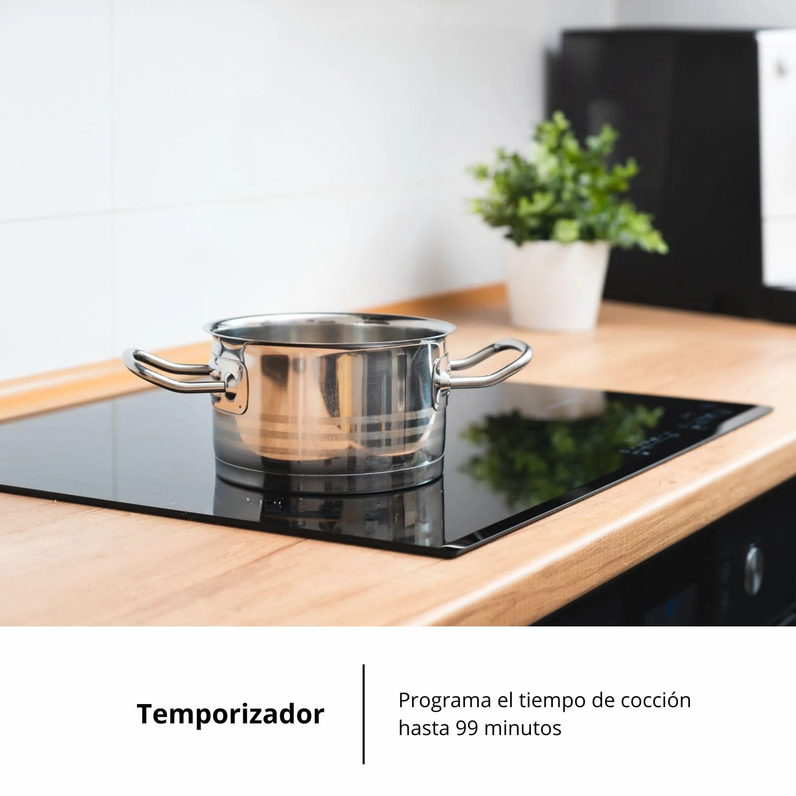 Corberó Placa de Inducción CCIM374 7400W 3 Zonas de Cocción Zona Extra Grande 29 cm Control Táctil Slider Booster Temporizador Bloqueo Seguridad