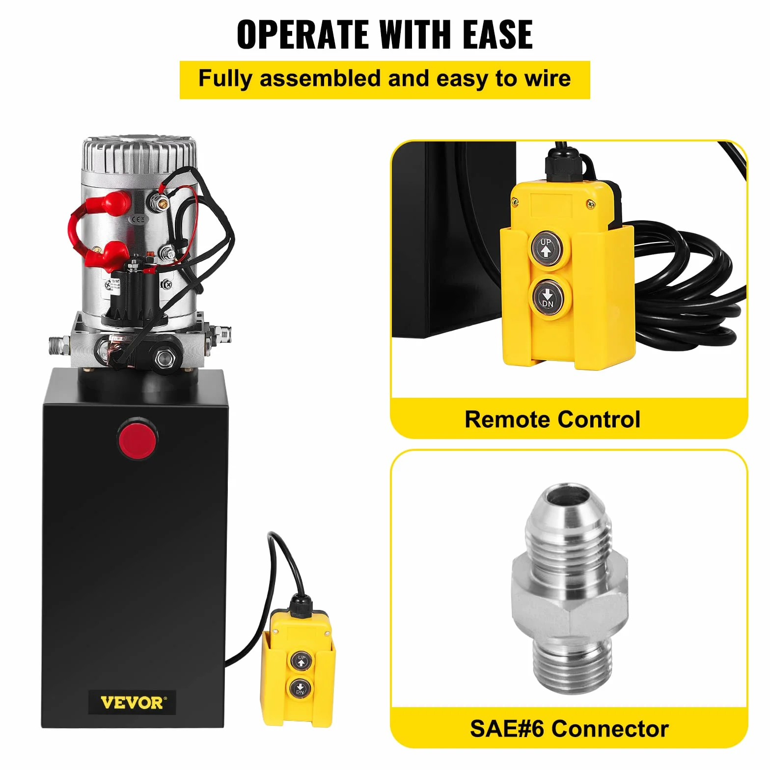 VEVOR Hidráulica de Acción Simple 10L Bomba Hidráulica Remolque Tanque 12V Cilindro Hidráulico para Elevador de Tijera Bomba Hidráulica con Efecto Simple