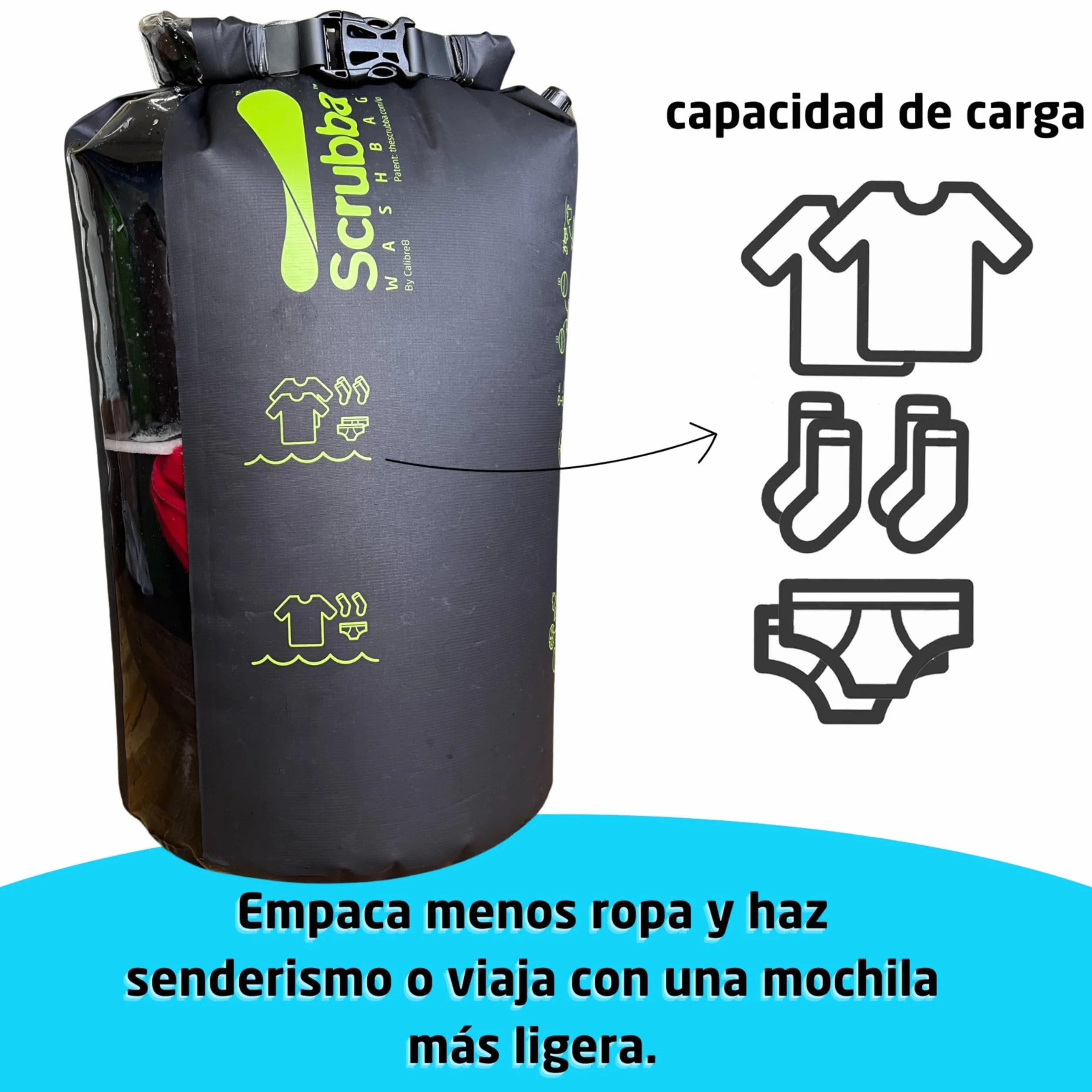 Scrubba Bolsa de Lavado Portátil 2.0 Impermeable para Viajes Camping Senderismo