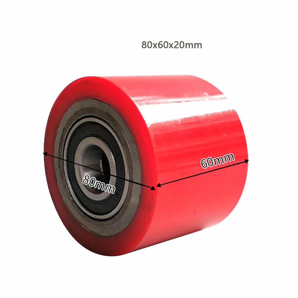 Rodillos para Transpaletas De 80x60 Mm con Orificio De 20 Mm Y Rodamiento De Bolas Integrado. Accesorios para Carretillas Elevadoras Manuales.