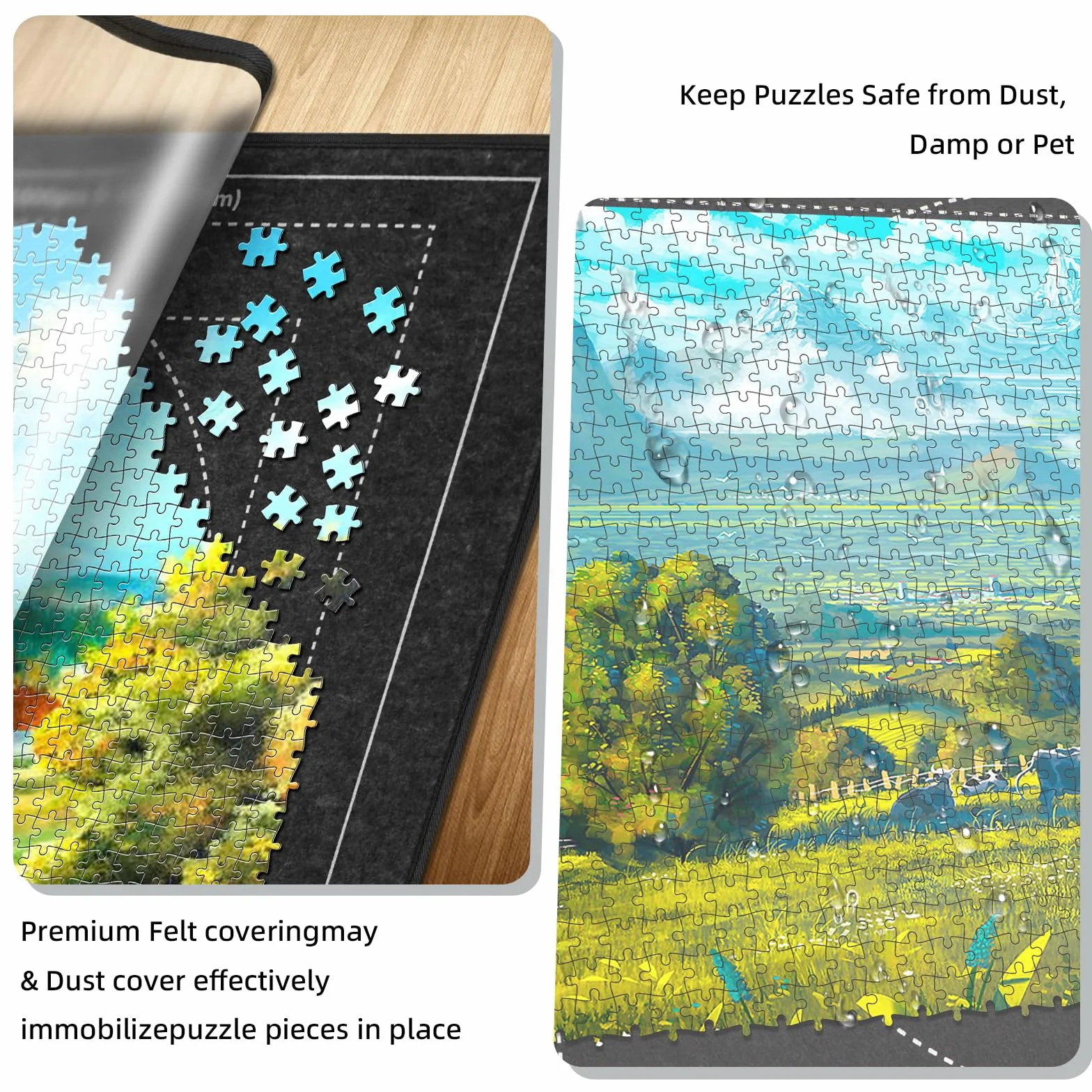 Tablero para Puzzle 1000 Piezas, Tapete Antideslizante con 6 Bandejas y Cubierta Antipolvo