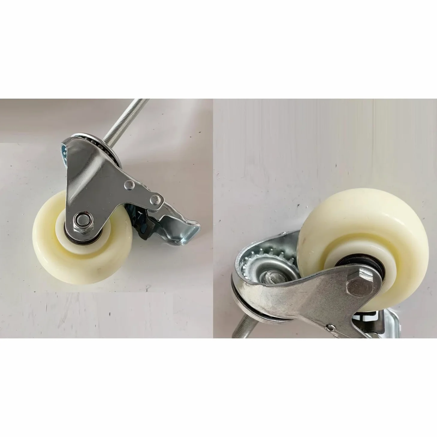 Ruedas giratorias de 100 mm con vástago y rodamiento M16*60/100 mm, Resistentes, con vástago roscado y Bloqueo, antidesgaste Industrial, para Muebles, Paquete de 4 (con Freno M16*60)