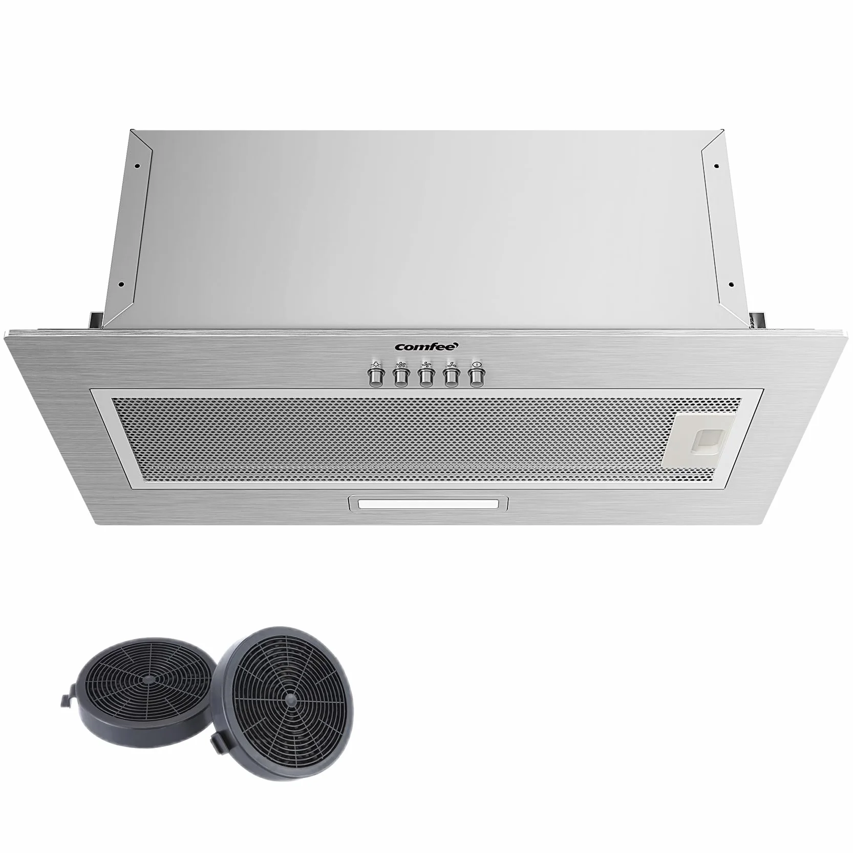 COMFEE' BIHT17SS-52 Campana extractora empotrable 52 cm 400 m³/h 3 velocidades filtro aluminio 5 capas LED plateado