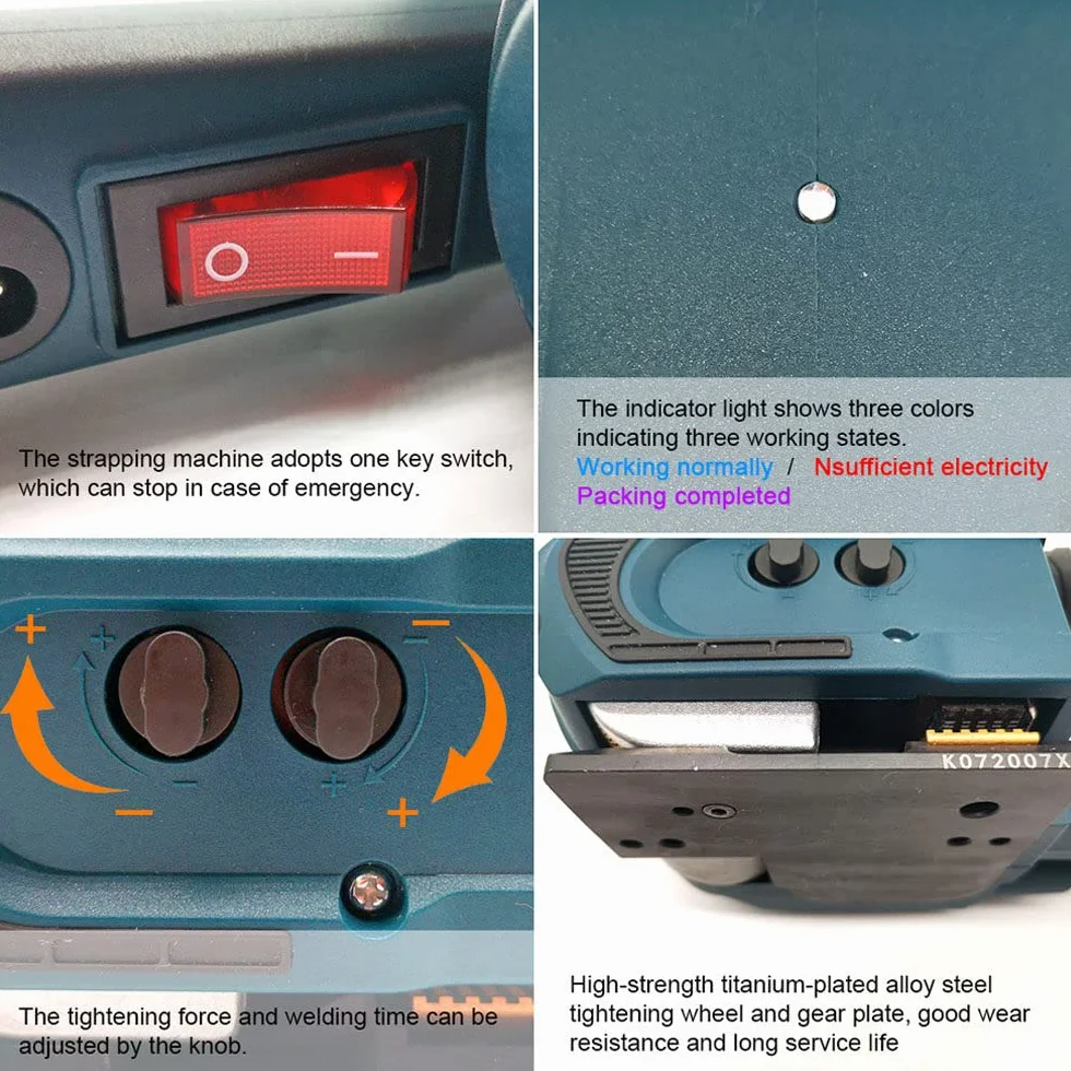 FADALE Máquina Flejadora Eléctrica, Herramienta Flejadora Alimentada por Batería, Máquina Flejadora Automática para PP/Pet de 1/2-5/8 Pulgadas, Herramienta Flejadora De Tensión