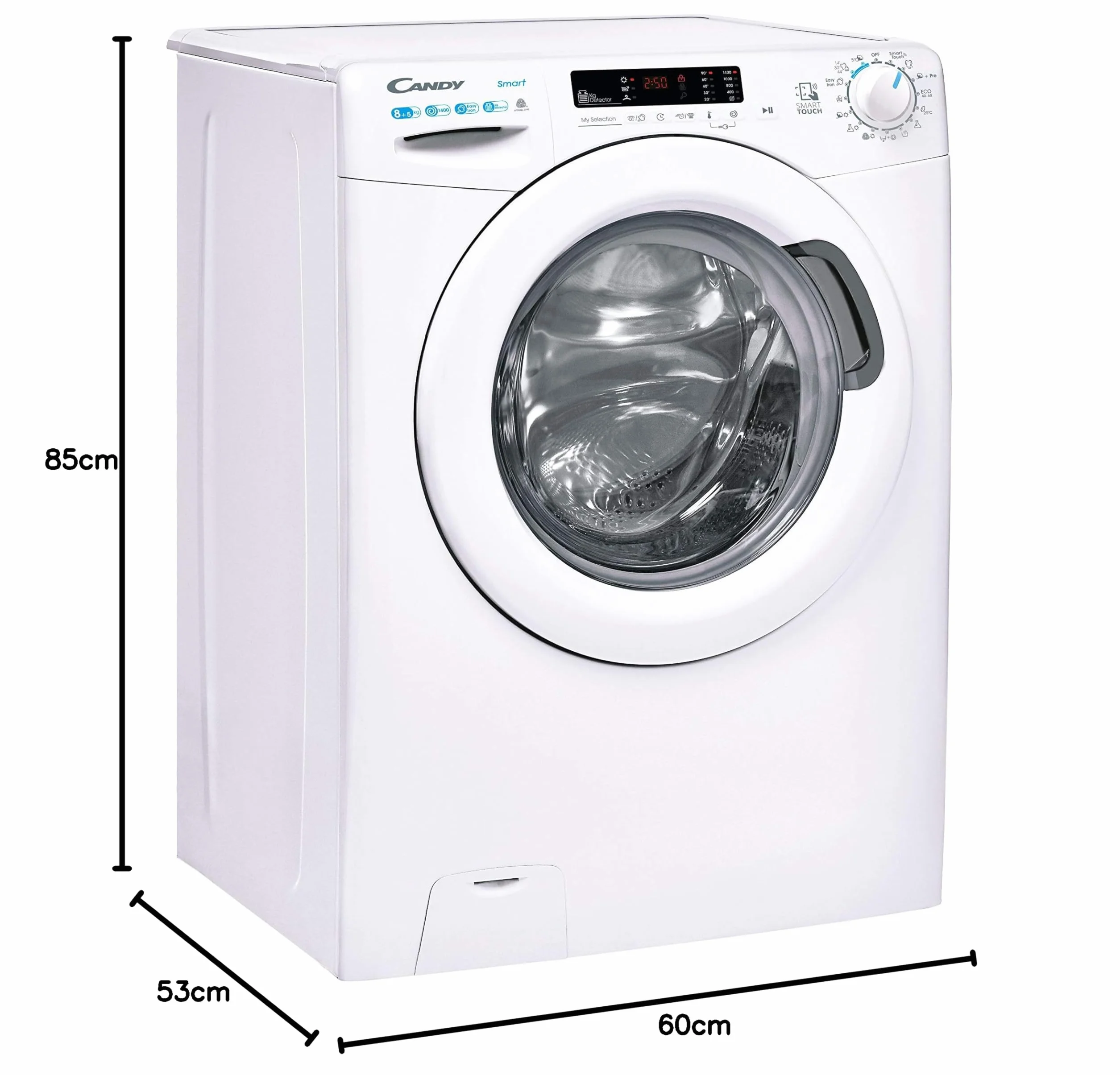 Candy Smart CSWS 4852DWE/1-S Lavasecadora 8KG+5KG 1400RPM Digital NFC 15 Ciclos Vapor Blanco