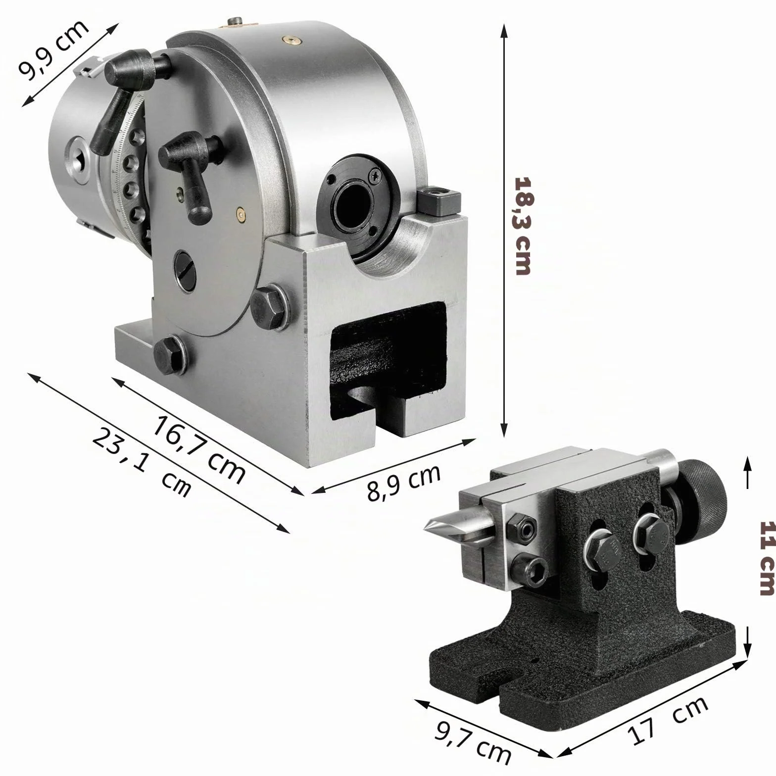VEVOR Cabezal Divisor 4'' 100mm Cabezal Divisor para Fresadora Contrapunto 0-90 Grados Ratio de Reducción 1:40 Cabezal Divisor Universal para Trabajos de Fresado, Rectificado y Perforación