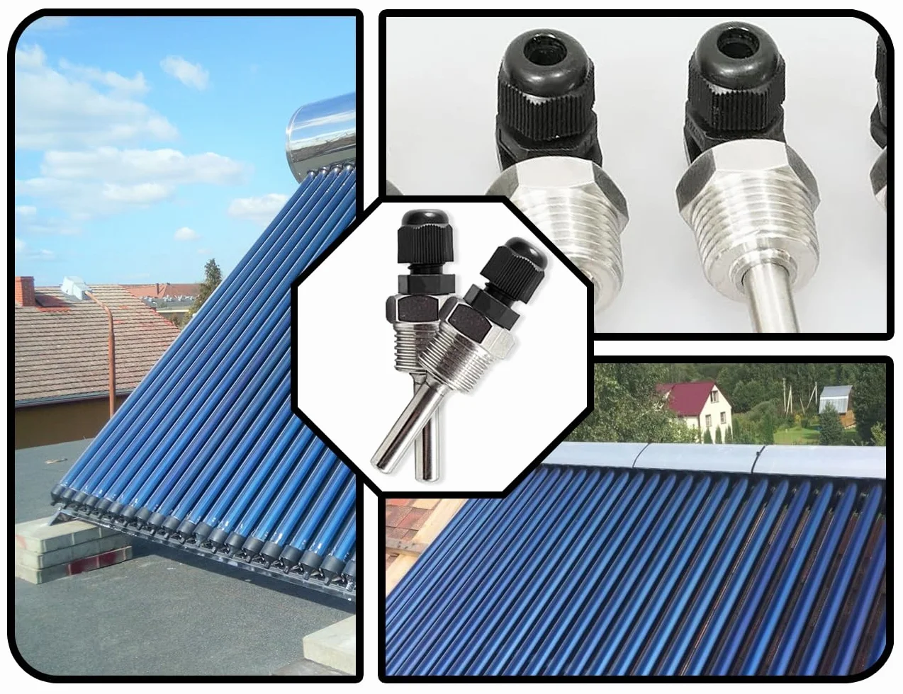 2 piezas de manguitos de inmersión,termopozo de acero inoxidable,tubos de protección de inmersión para termopares,sensor de tubo de rosca G 1/2 pulgada con tornillo de bloqueo(8 * 30 mm)