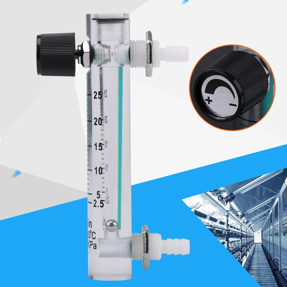 Flujómetro de Gas de Aire Acrílico 2.5-25LPM con Válvula de Control