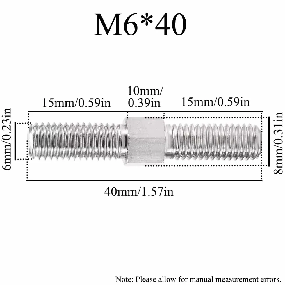 Pernos M6 x 40 mm varillas de acero inoxidable 304 cabeza hexagonal doble extremo