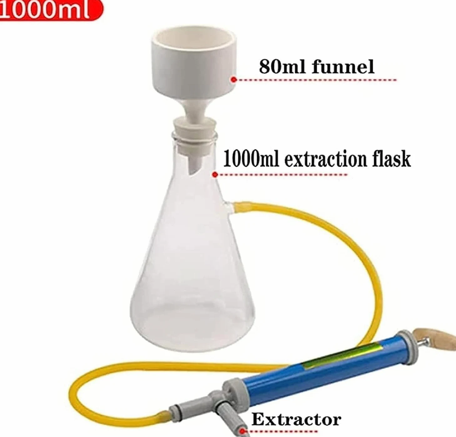Aparato De Filtración Al Vacío Para Laboratorio, Kit De Filtro De Succión Al Vacío De Vidrio, Equipo De Destilación Al Vacío Con Bomba Manual Y Embudo, Duradero Y Resistente Al Calor 250/500/1000 Ml
