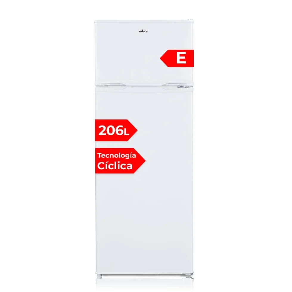 Nilson Frigorífico 2 Puertas Blanco NF145500E 206 L Puerta Reversible Eficiencia Energética Clase E