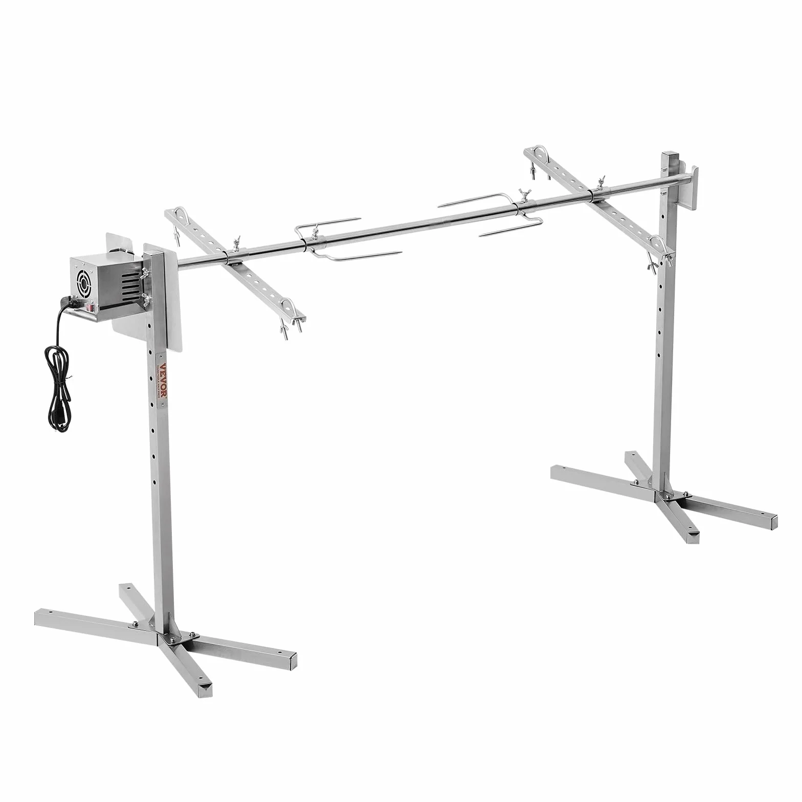 VEVOR Parrilla de Cordero 60 kg Parrilla de Barbacoa para Cerdo, Cordero, Cabra, Motor eléctrico de 52 W Asador Comercial de Acero Inoxidable con Escudo térmico, Longitud de asador de 1445 mm