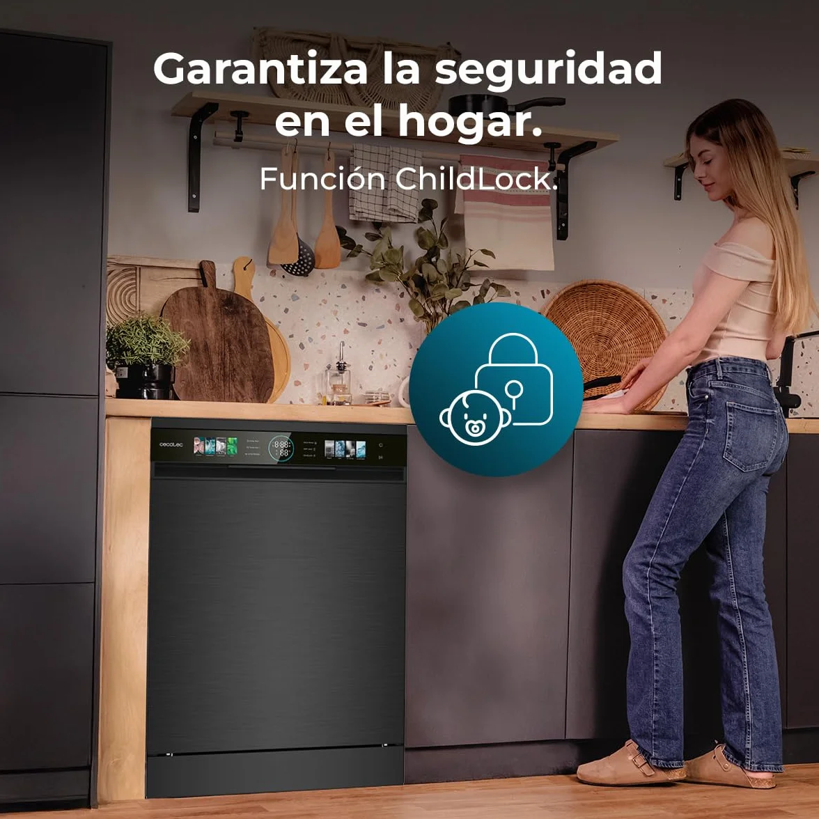 Cecotec Lavavajillas Compacto 60 cm Bolero Aguazero 6320 Inox D, 1900W, 15 Cubiertos, 8 Programas