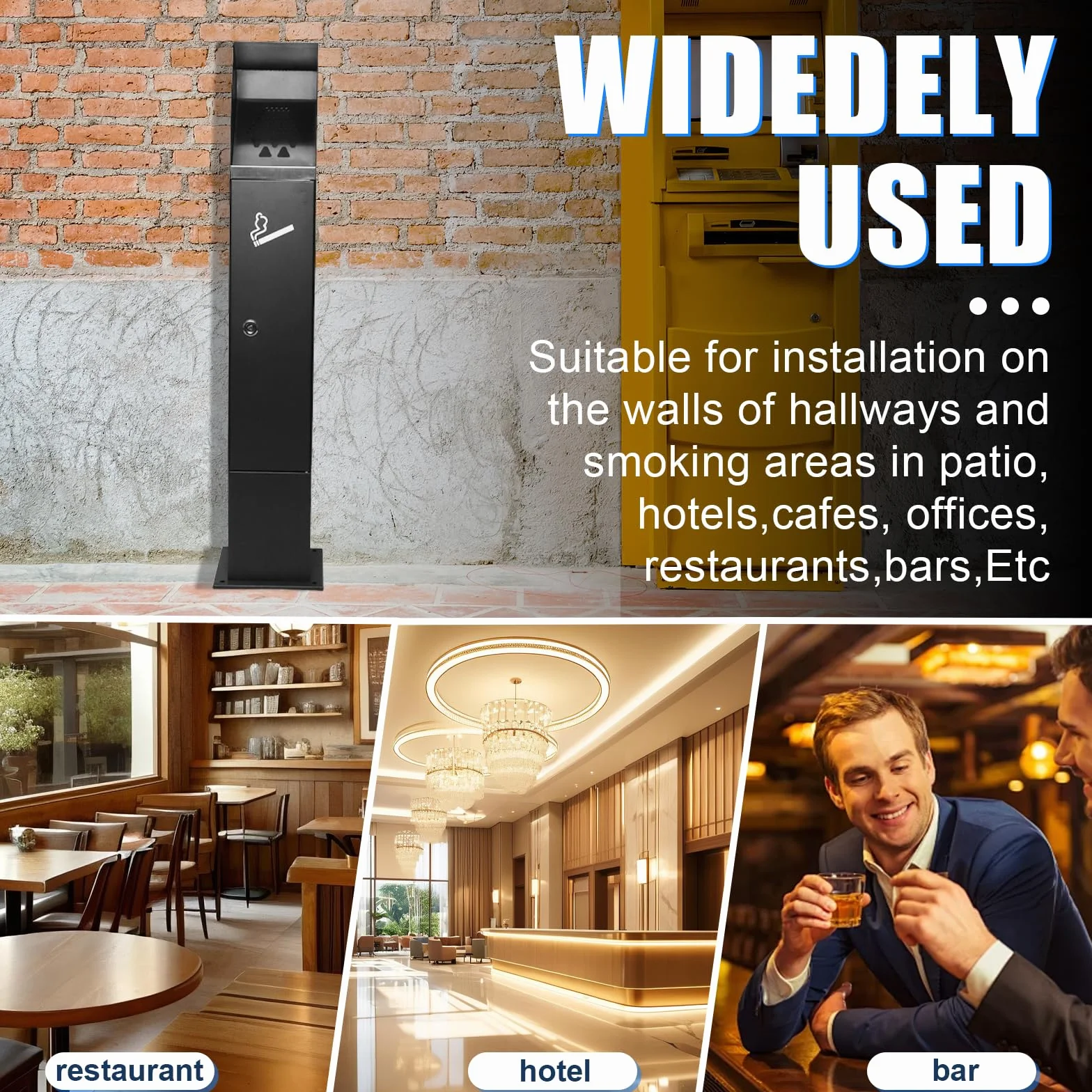 Cenicero de Pie de Acero Inoxidable al Aire Libre, Cenicero de Pie Exterior para Patio Hoteles Cafeterías Oficinas Restaurantes Bares por Poweka