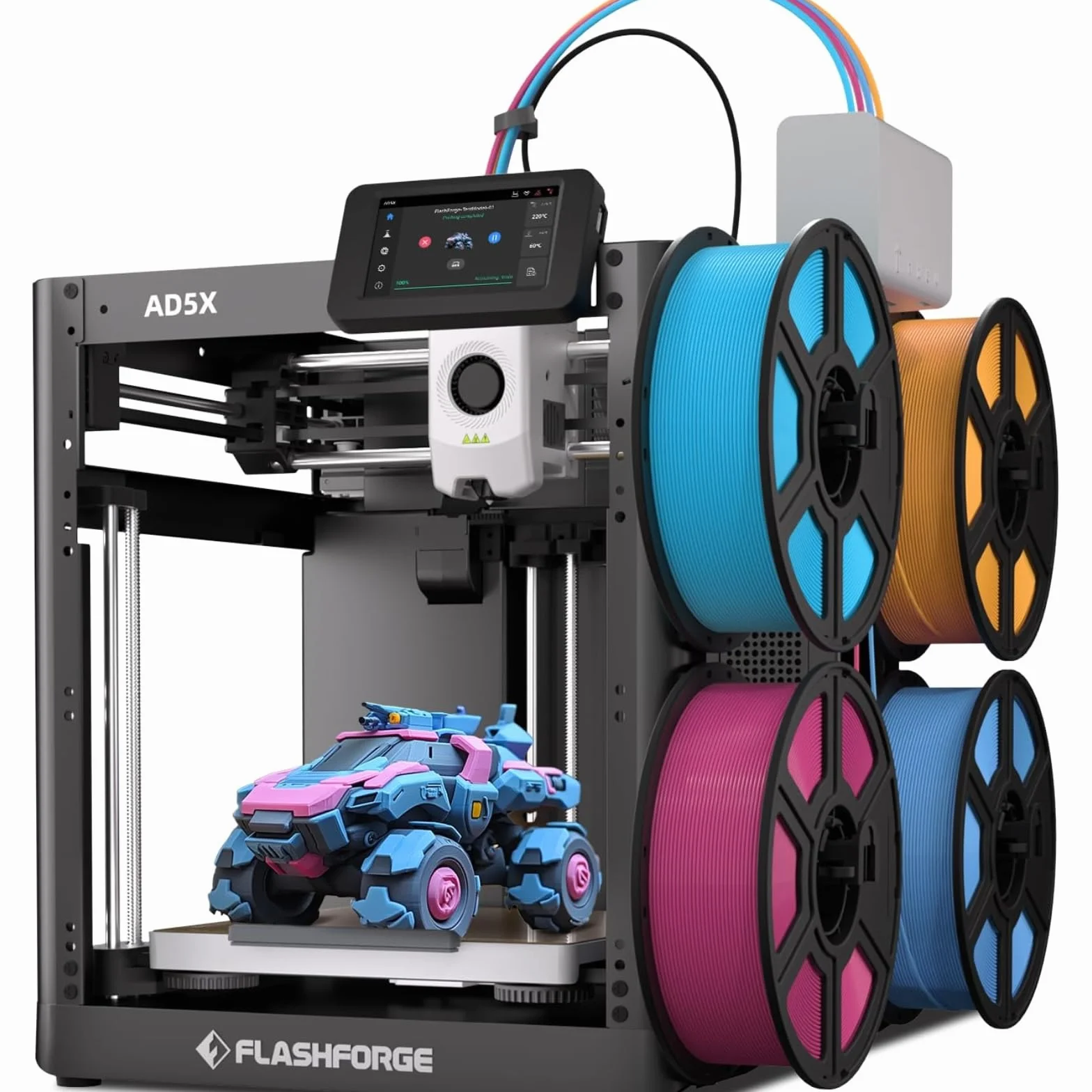 Impresora 3D Flashforge Adventurer 5X con Impresión Multicolor, Personalizable con IFS, multimaterial AD5X Impresora 3D,Velocidad Máxima de Impresión:600mm/s,Recarga automática de filamento de 4kg