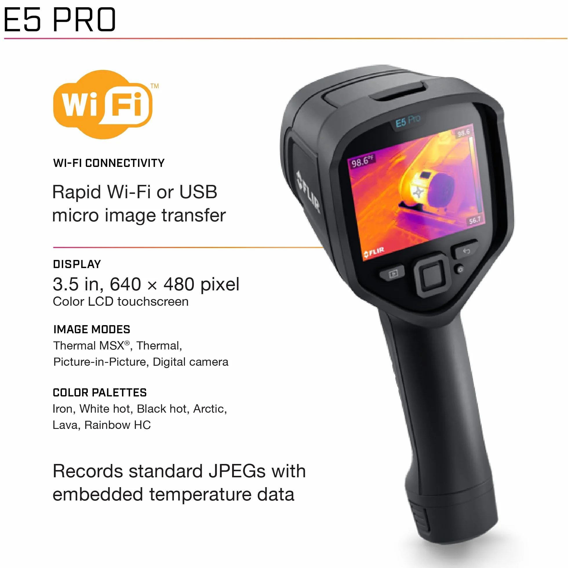 FLIR E5 Pro - Commercial Thermal Imaging Camera with Wifi. High Resolution Infrared Camera with FLIR Ignite Cloud
